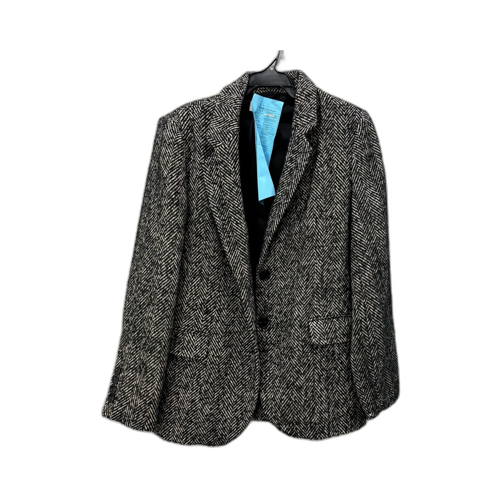 Lily Loves Womens Herringbone Tweed Blazer in Black and White, Size S/M NEW