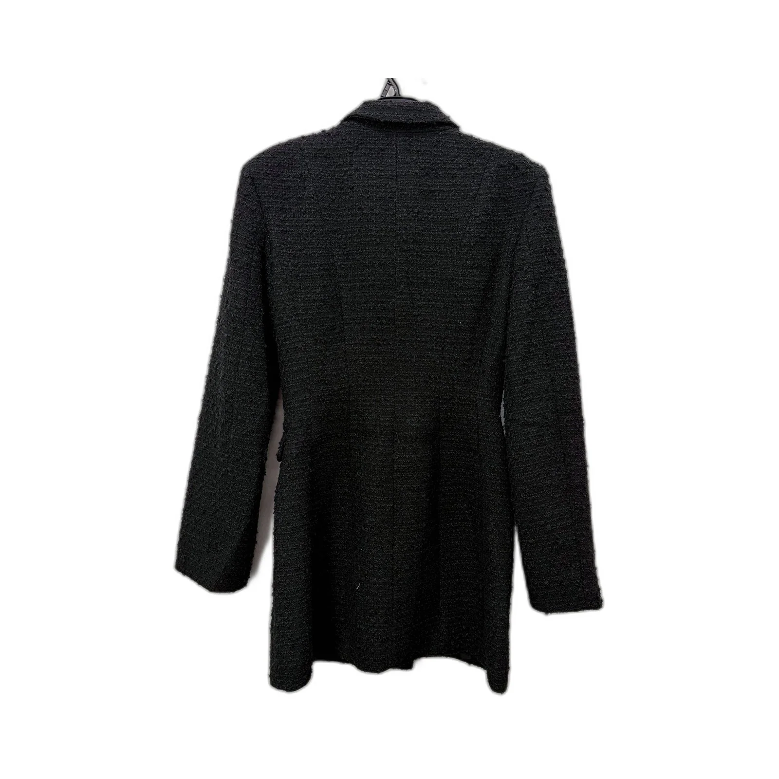 H&M Womens Wool Blend Textured Double Breasted Black Coat Size S NEW - Image 2