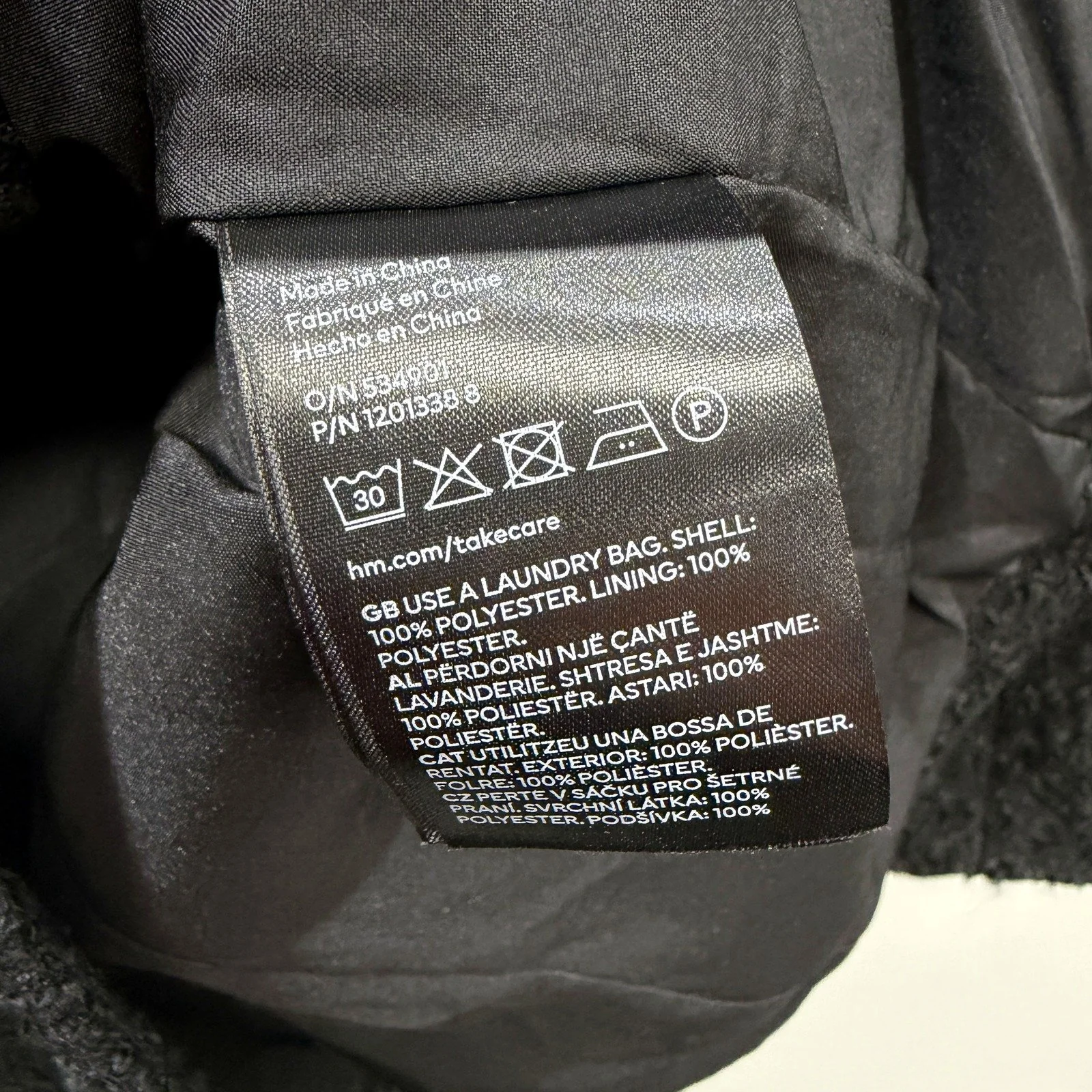 H&M Womens Wool Blend Textured Double Breasted Black Coat Size S NEW - Image 5