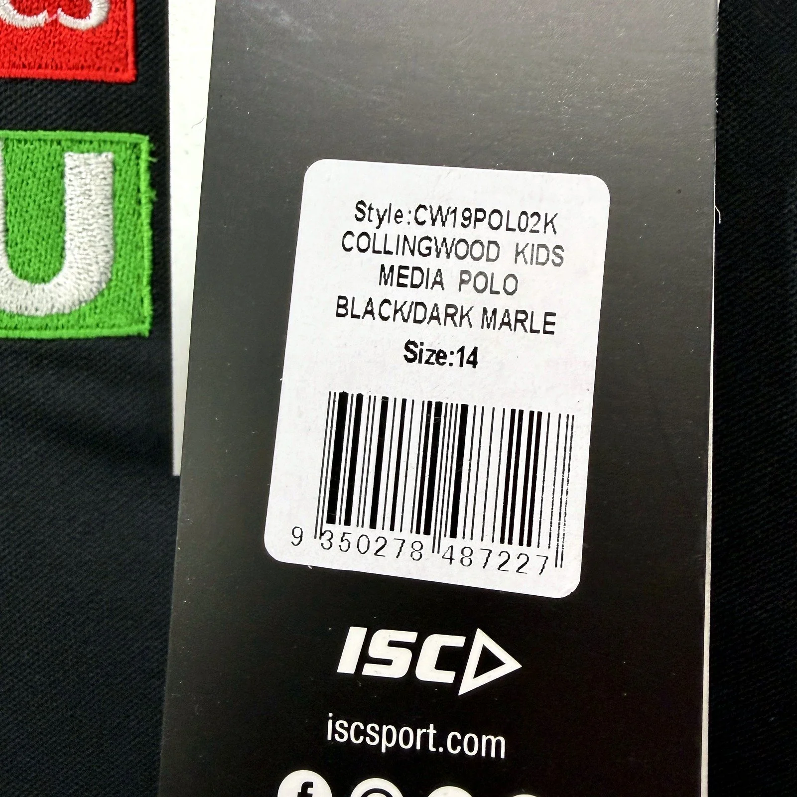 Collingwood Kids Womens Media Polo Shirt in Black/Dark Marle, Size 14 NEW - Image 4