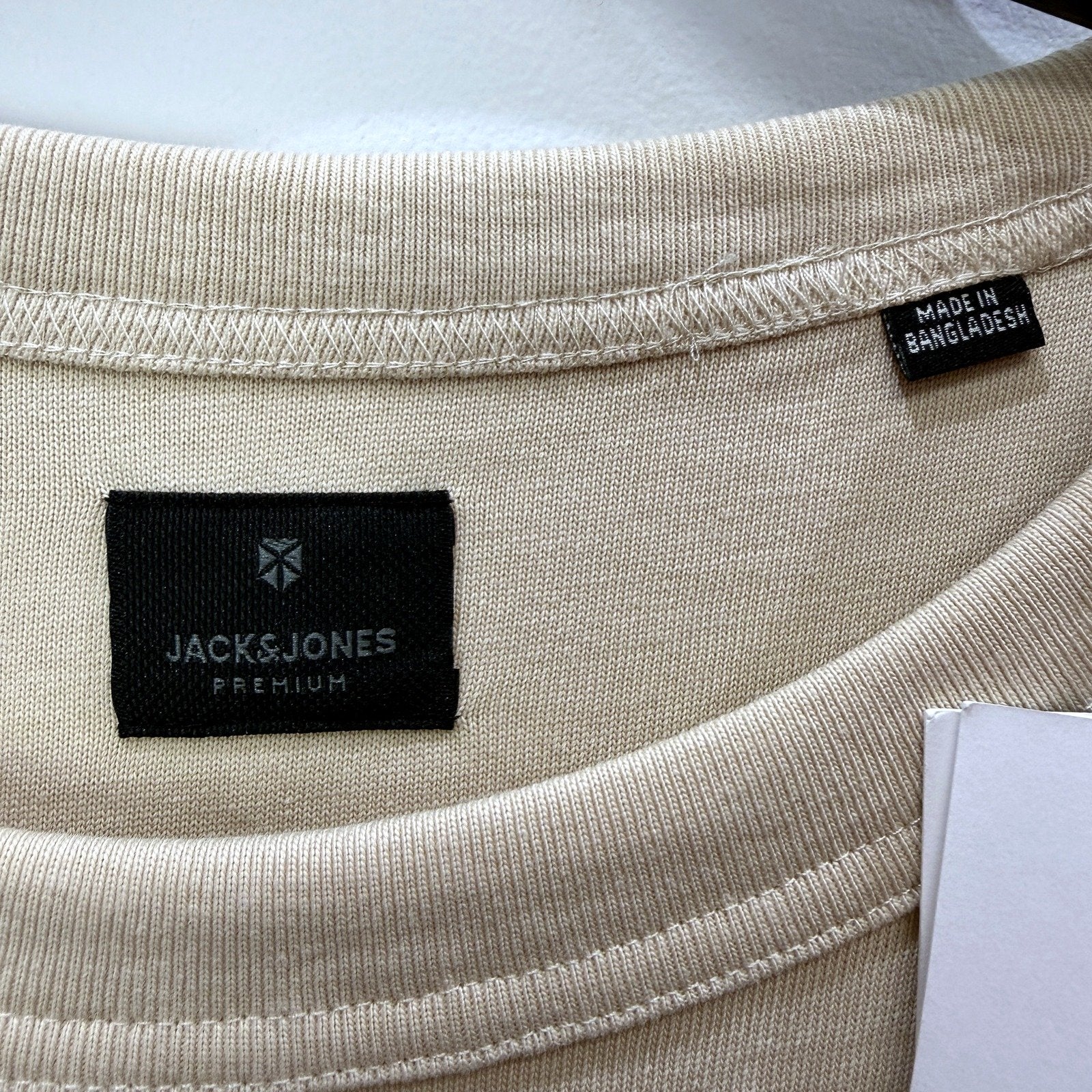 Jack & Jones Mens Oversized Crew Neck T-Shirt Cotton Summer Sand Size L NEW - Image 3