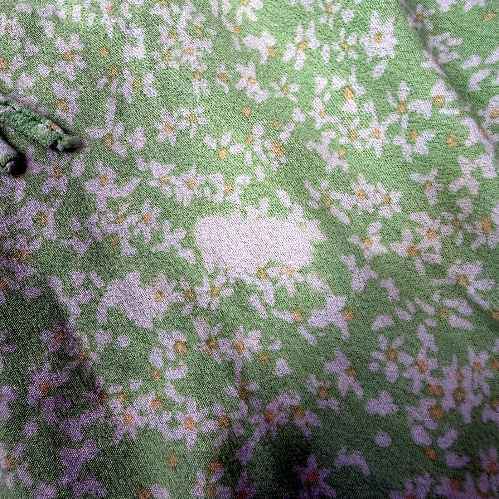 Tokito Womens Floral Print Dress Puff Sleeve Ruffle Green White Size 12 - Image 5