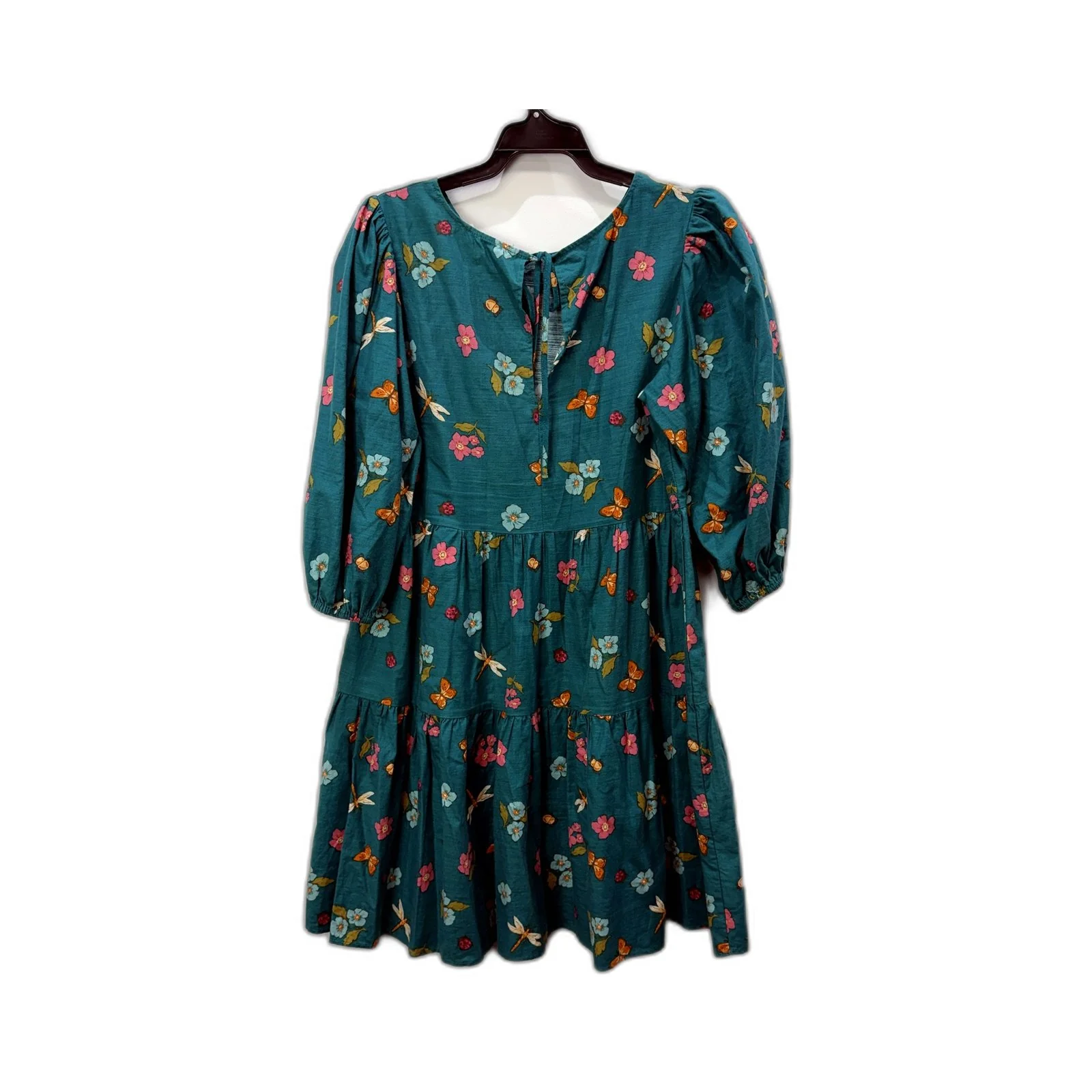 Princess Highway Womens Floral Print Tiered Dress Puff Sleeve Teal Size 6 - Image 2