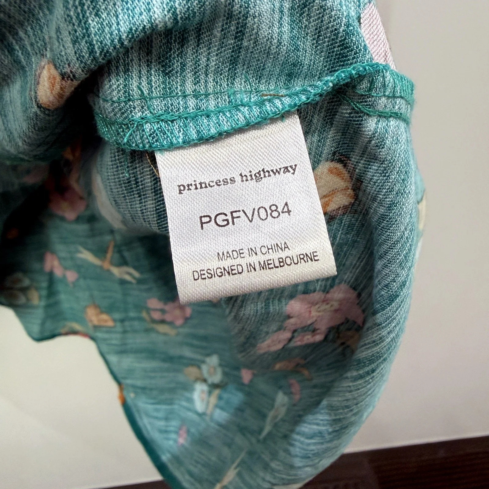 Princess Highway Womens Floral Print Tiered Dress Puff Sleeve Teal Size 6 - Image 3