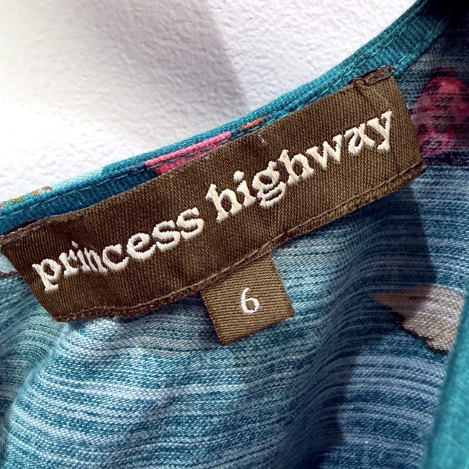 Princess Highway Womens Floral Print Tiered Dress Puff Sleeve Teal Size 6 - Image 4