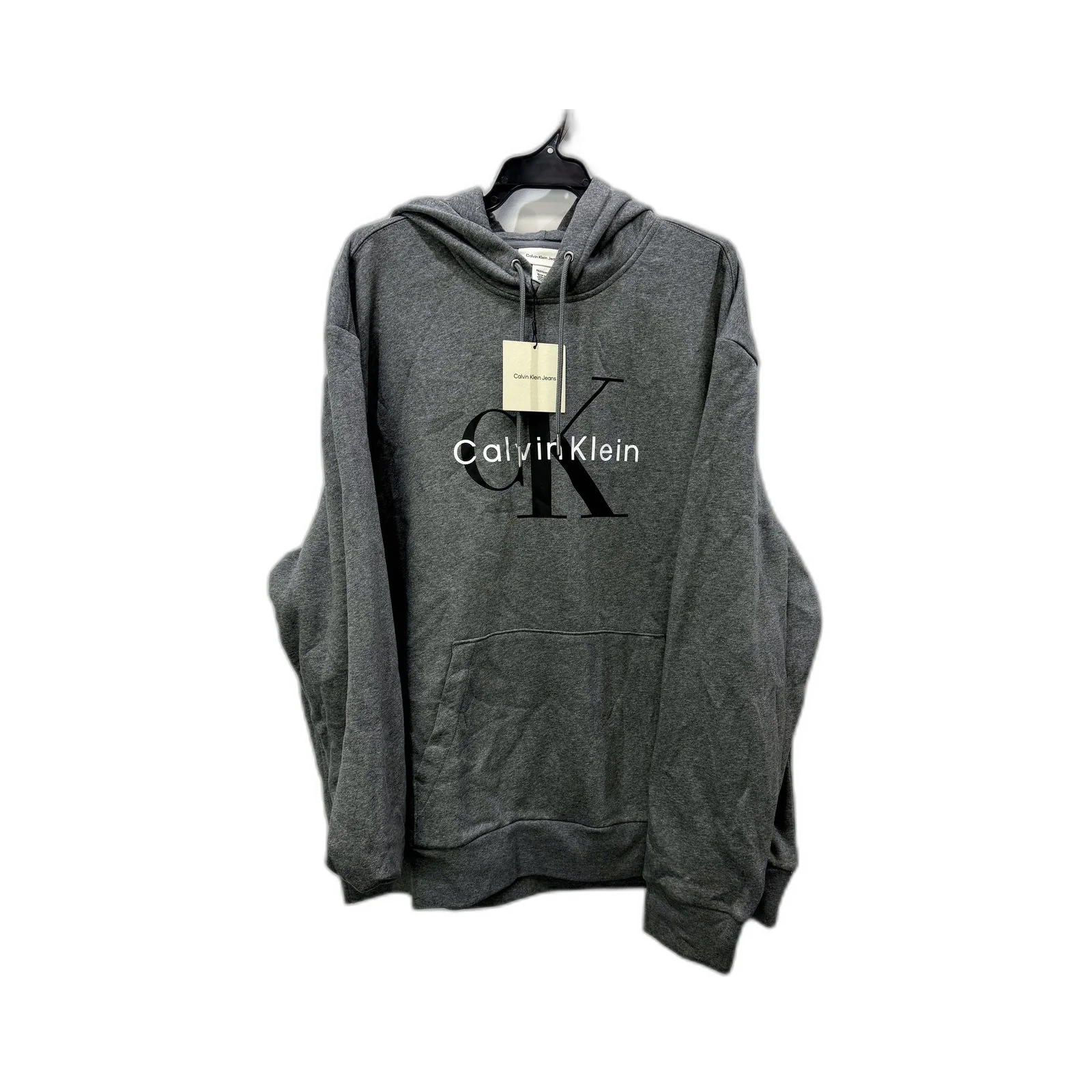 Calvin Klein Mens Monologa Fleece Pullover Hoodie Medium Gray Size 2XL NEW