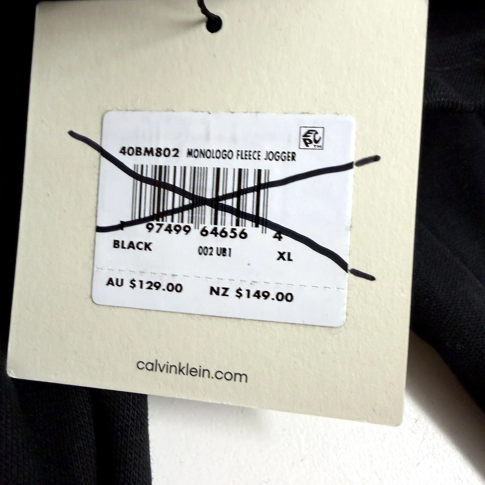 Calvin Klein Mens Fleece Jogger Pants in Black, Size XL NEW - Image 3