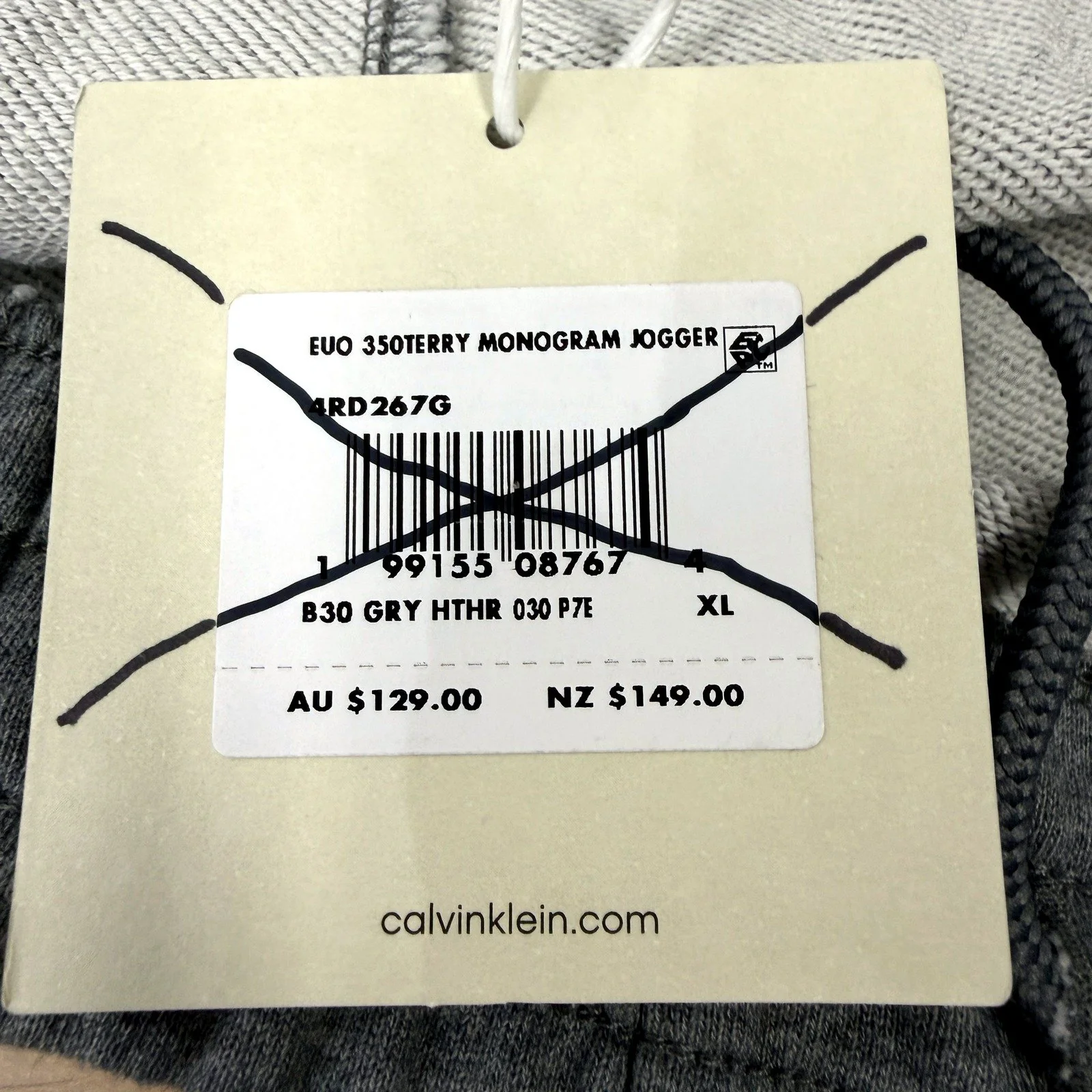 Calvin Klein Mens Monogram Jogger Sweatpants Grey Cotton Athletic Size XL NEW - Image 3