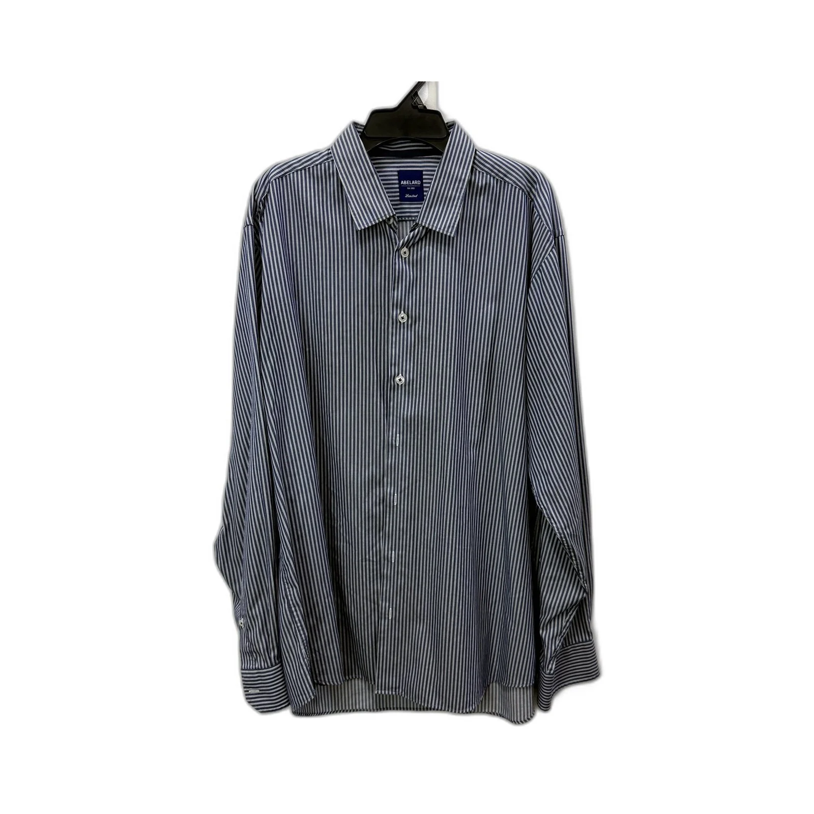 Abelard Mens Classic Fit Cotton Dress Shirt Navy and White Striped Size L