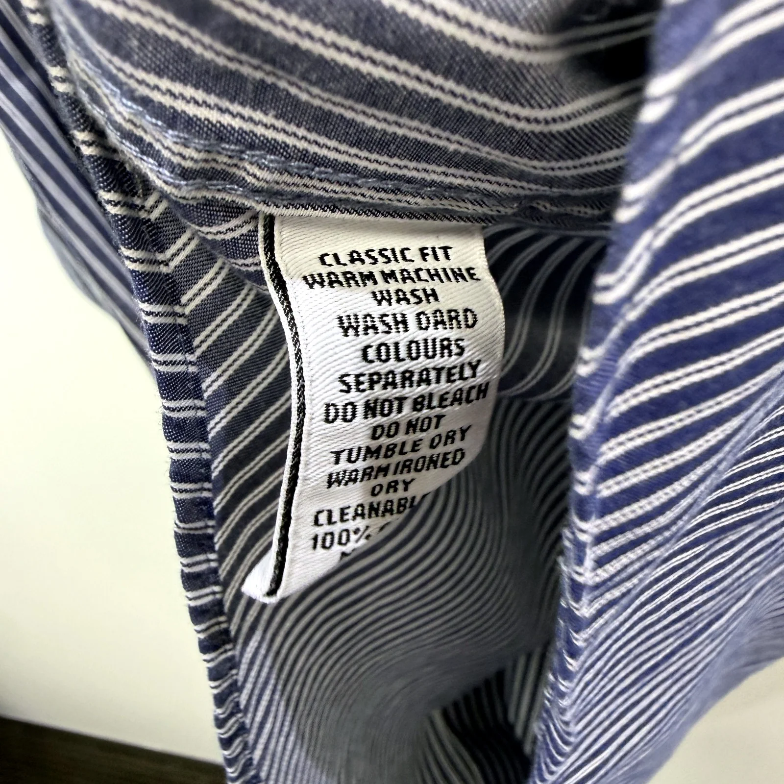 Abelard Mens Classic Fit Cotton Dress Shirt Navy and White Striped Size L - Image 3