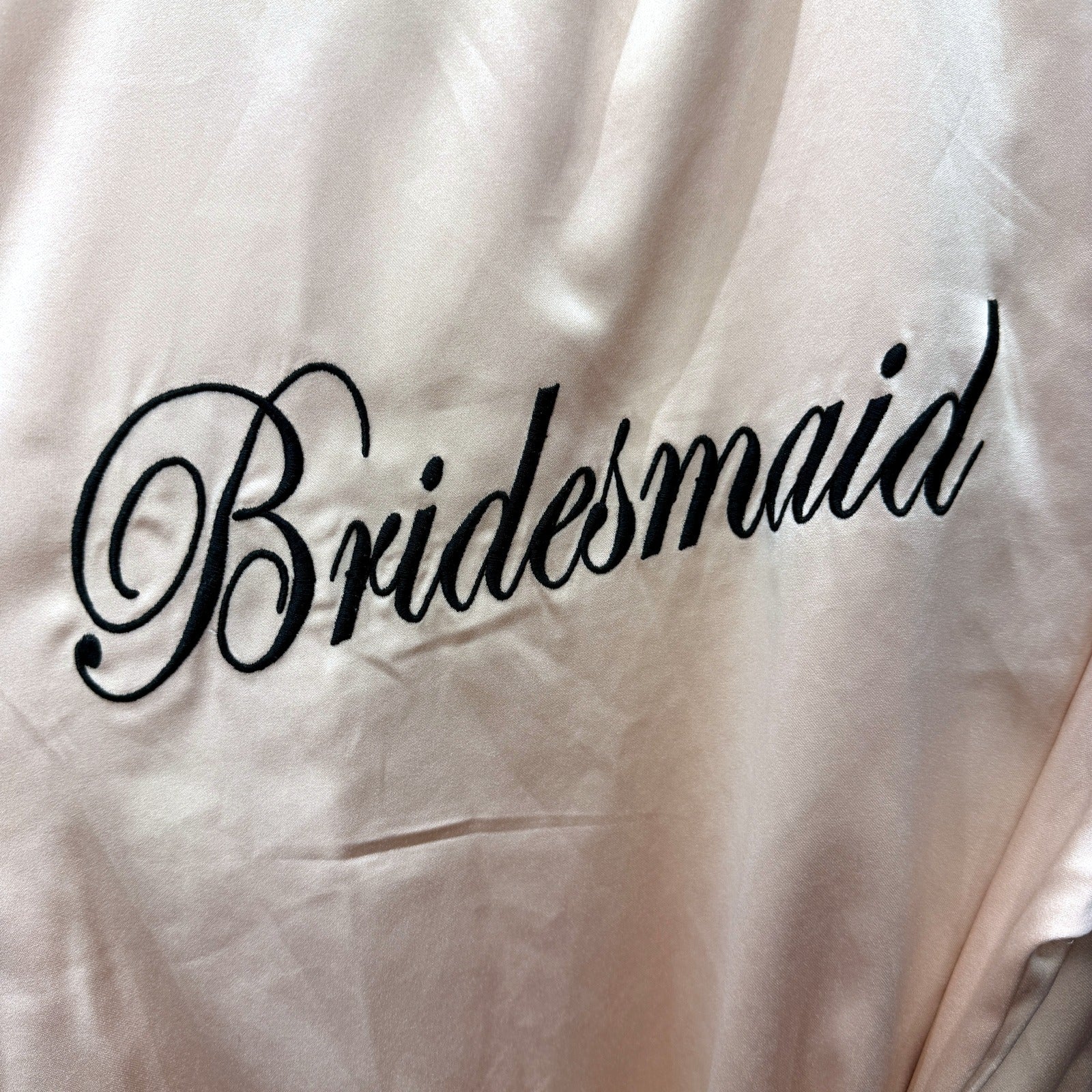 Boohoo Womens Bridesmaid Satin Robe with Ruffle Trim in Blush, Size 14 - Image 6