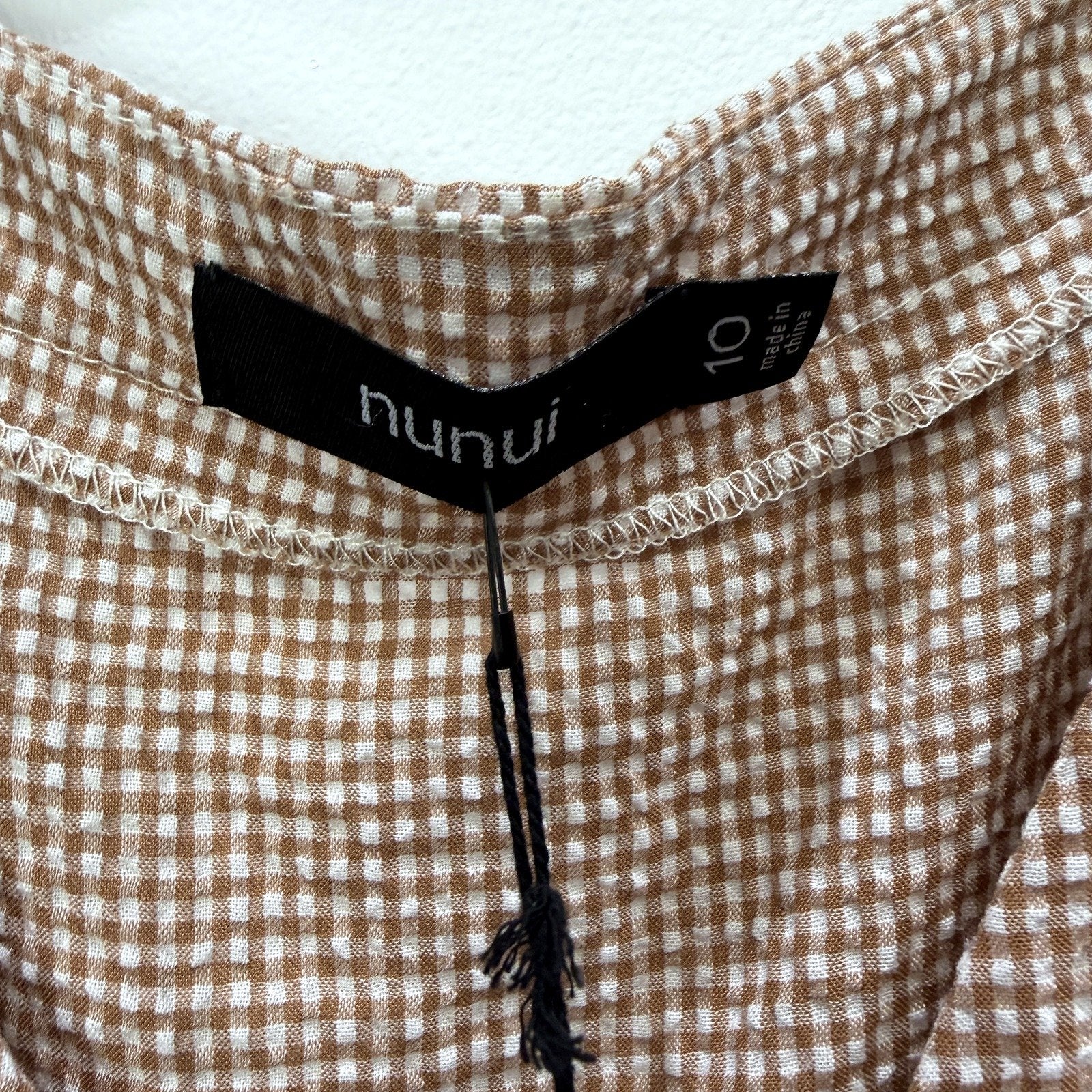 Nunui Womens Tiered Button Front Gingham Dress Casual Sleeveless Size 10 NEW - Image 3
