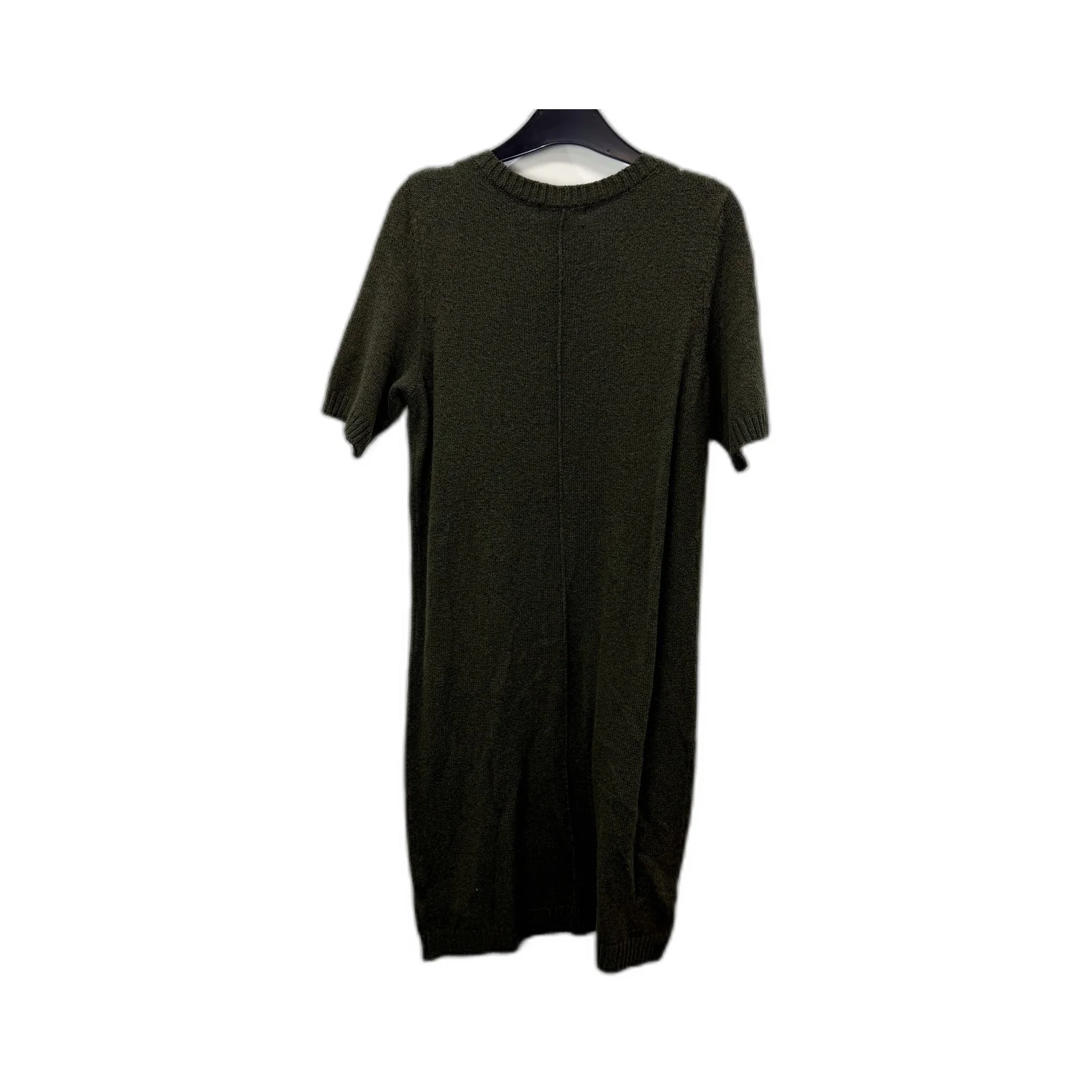 Cynthia Rowley Womens Pullover Sweater Dress Olive Green Puff Sleeve Ruffle - Image 2