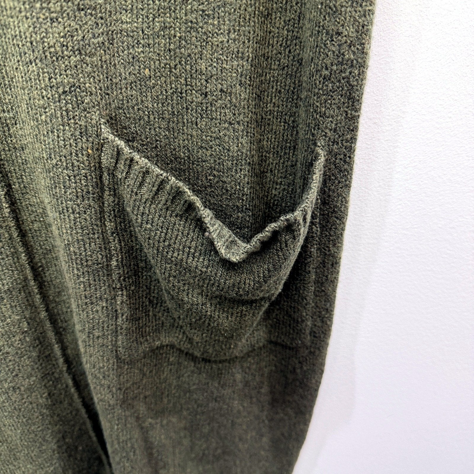 Cynthia Rowley Womens Pullover Sweater Dress Olive Green Puff Sleeve Ruffle - Image 5