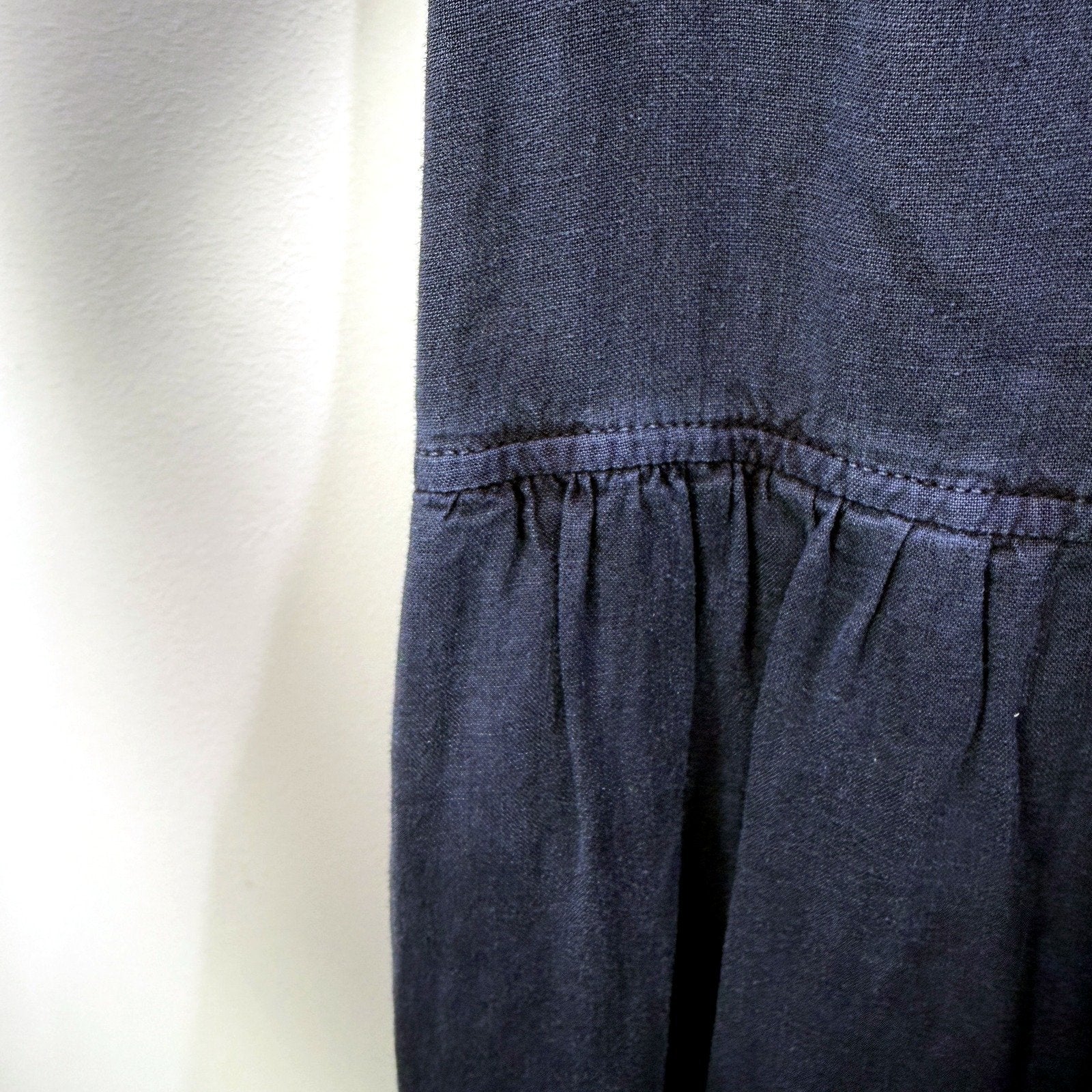 GRAD DENIM Womens Tiered Puff Sleeve Linen Viscose Navy Dress Size 10 NEW - Image 3