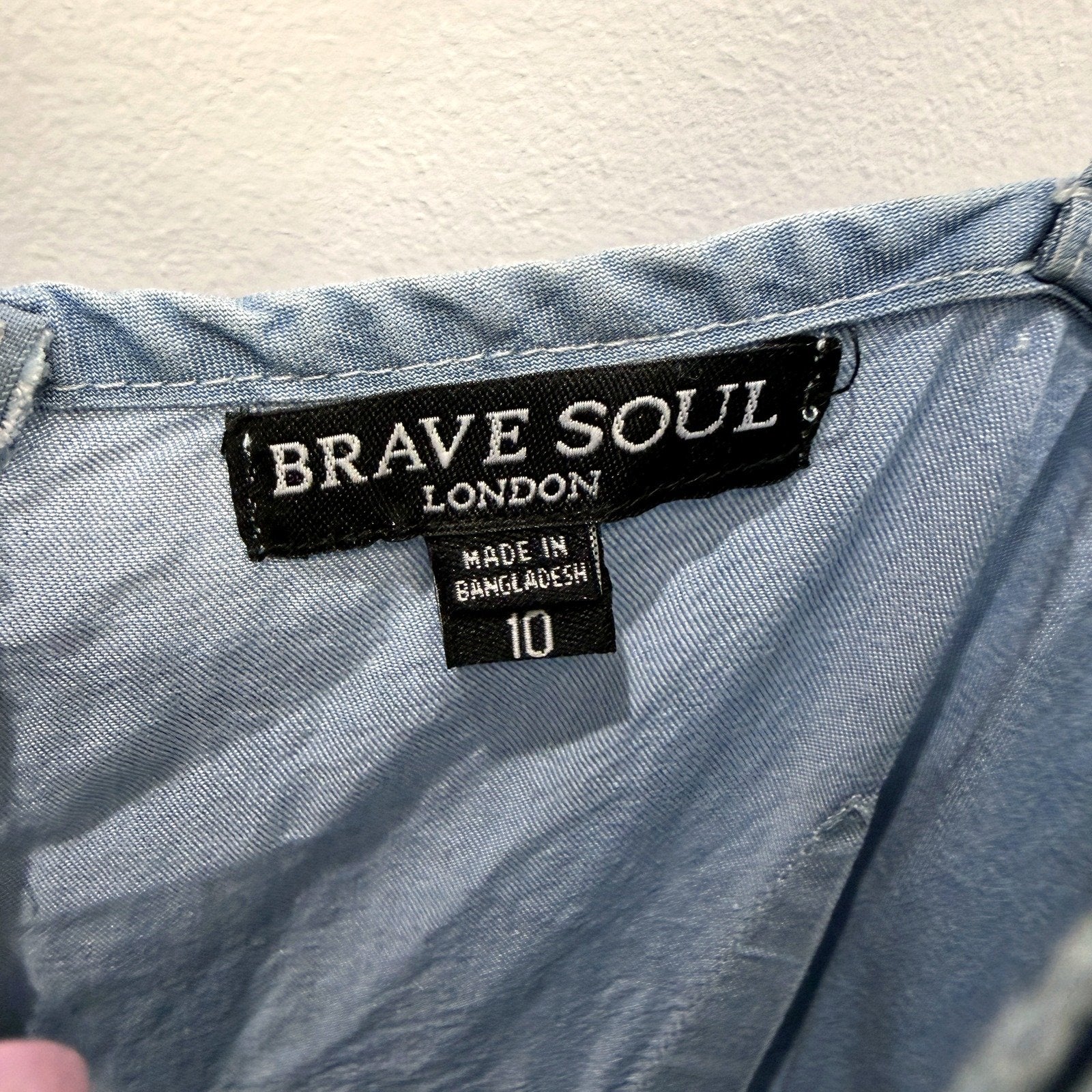 Brave Soul Womens Denim Casual Jumpsuit in Blue, Size 10 - Image 3