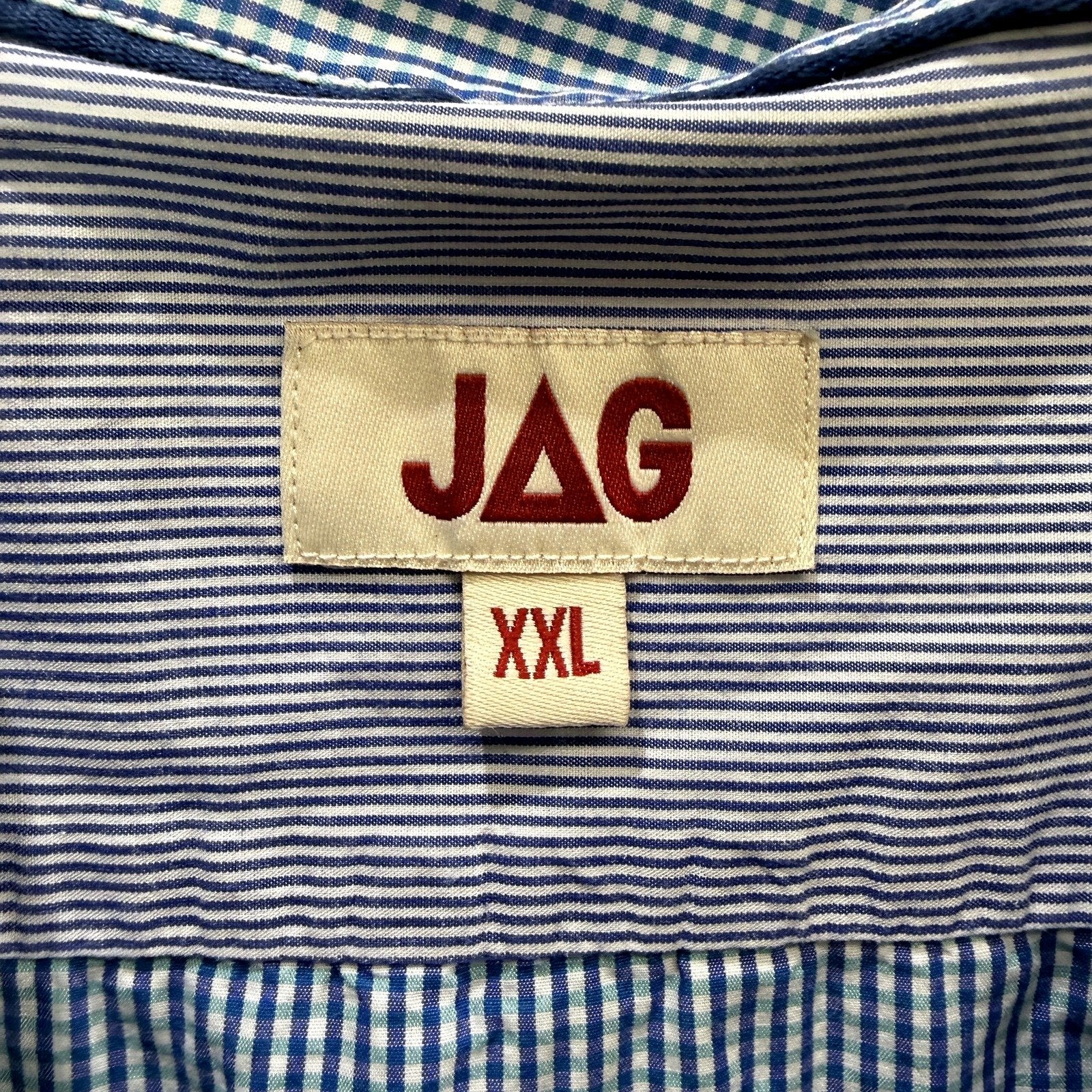 JAG Mens Button-Down Gingham Shirt Blue and White Casual Cotton Size XXL - Image 4