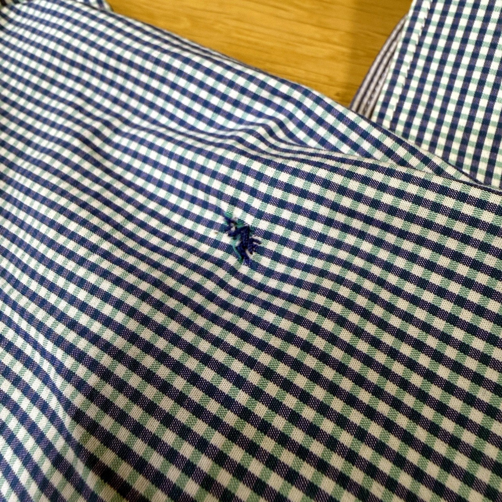 JAG Mens Button-Down Gingham Shirt Blue and White Casual Cotton Size XXL - Image 5