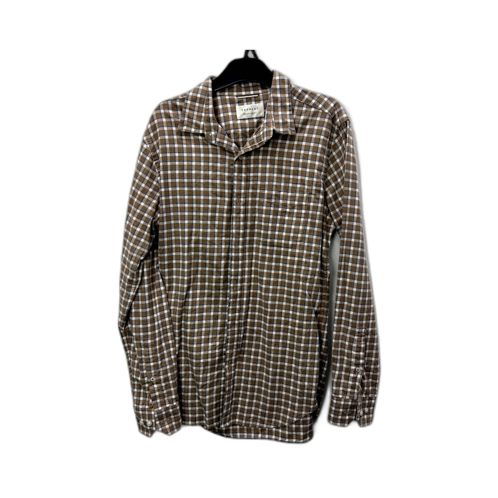 Trenery Mens Plaid Button-Down Shirt Casual Cotton Checkered Multi Color Size XS