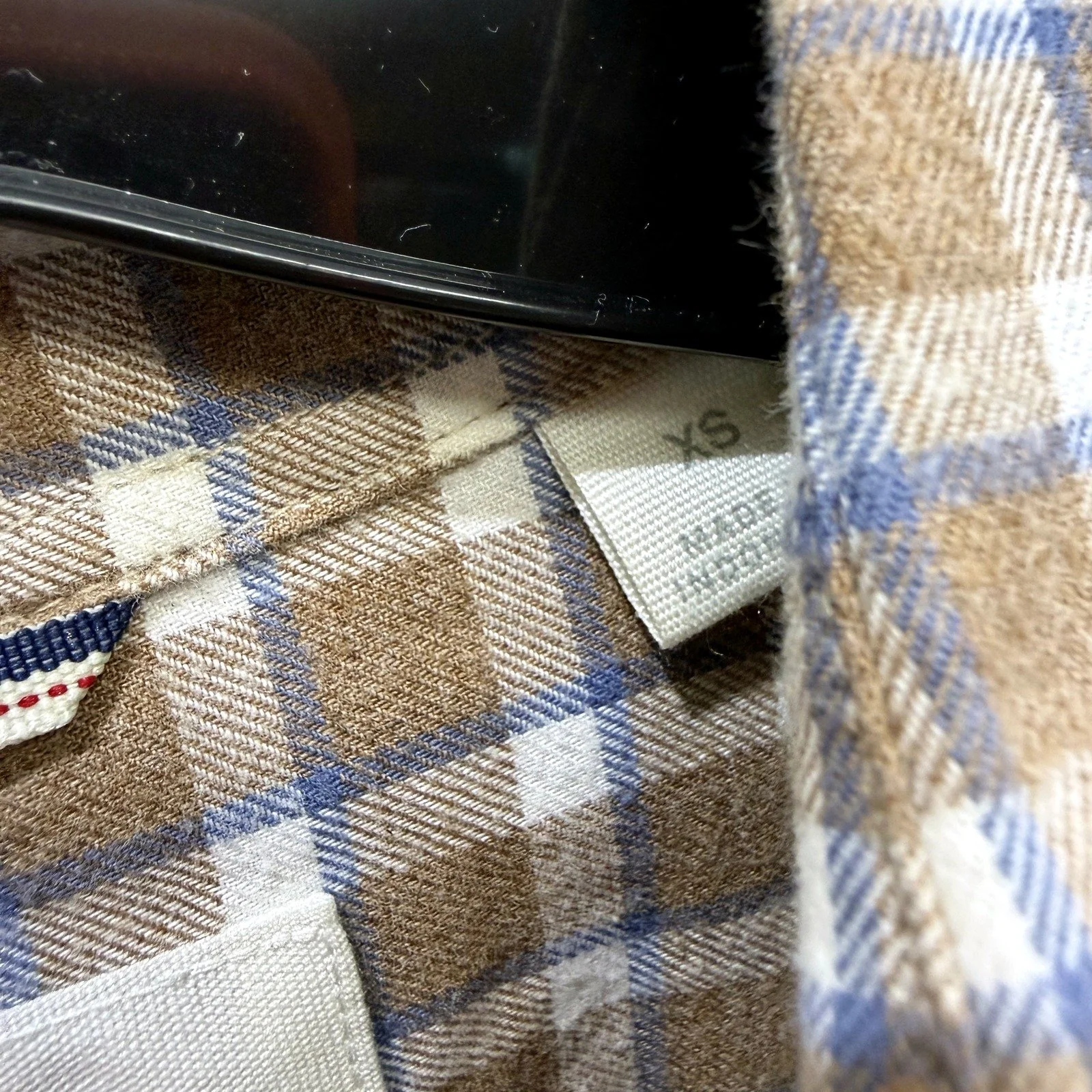 Trenery Mens Plaid Button-Down Shirt Casual Cotton Checkered Multi Color Size XS - Image 3