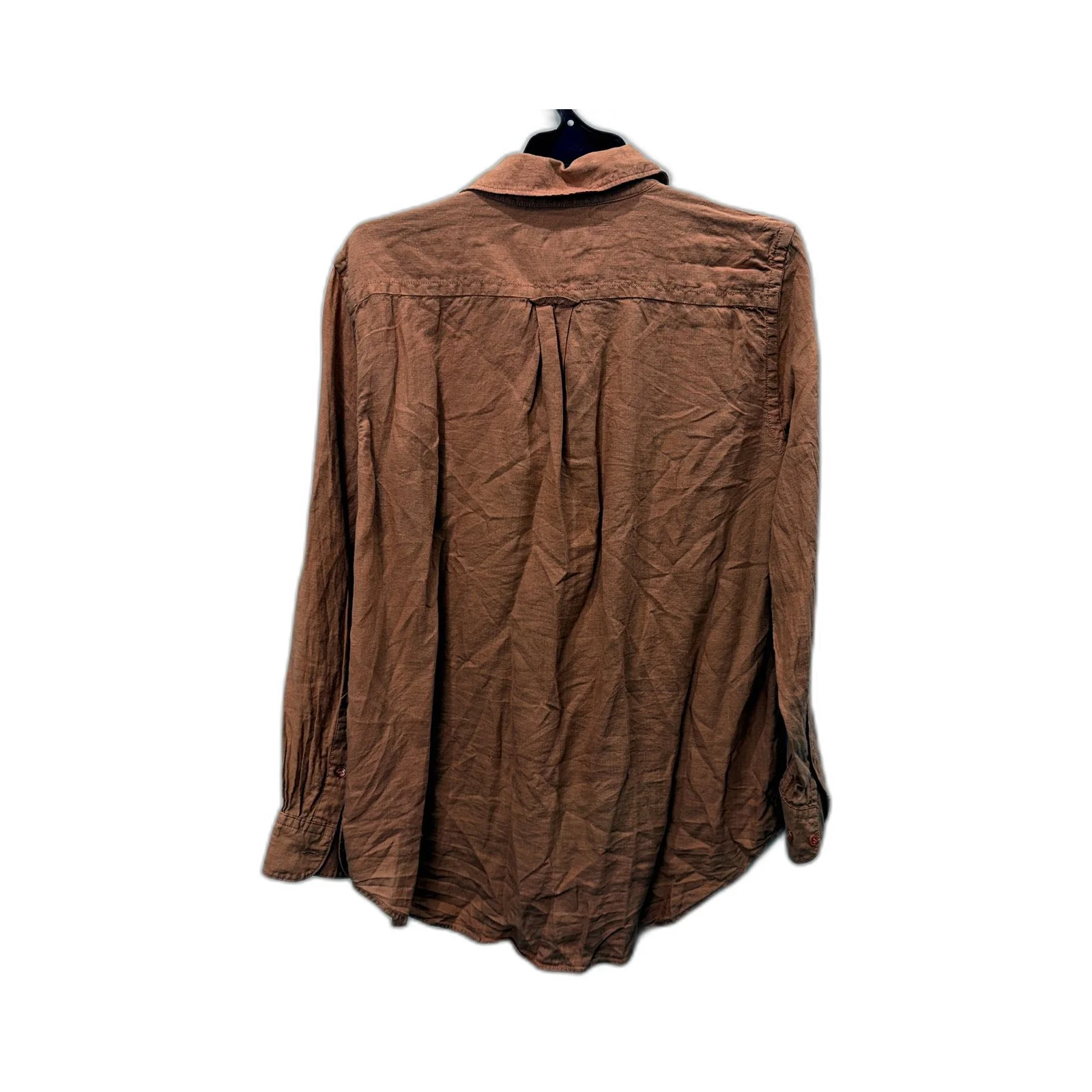 Country Road Womens Button-Down Linen Shirt in Peach, Size 8 - Image 2
