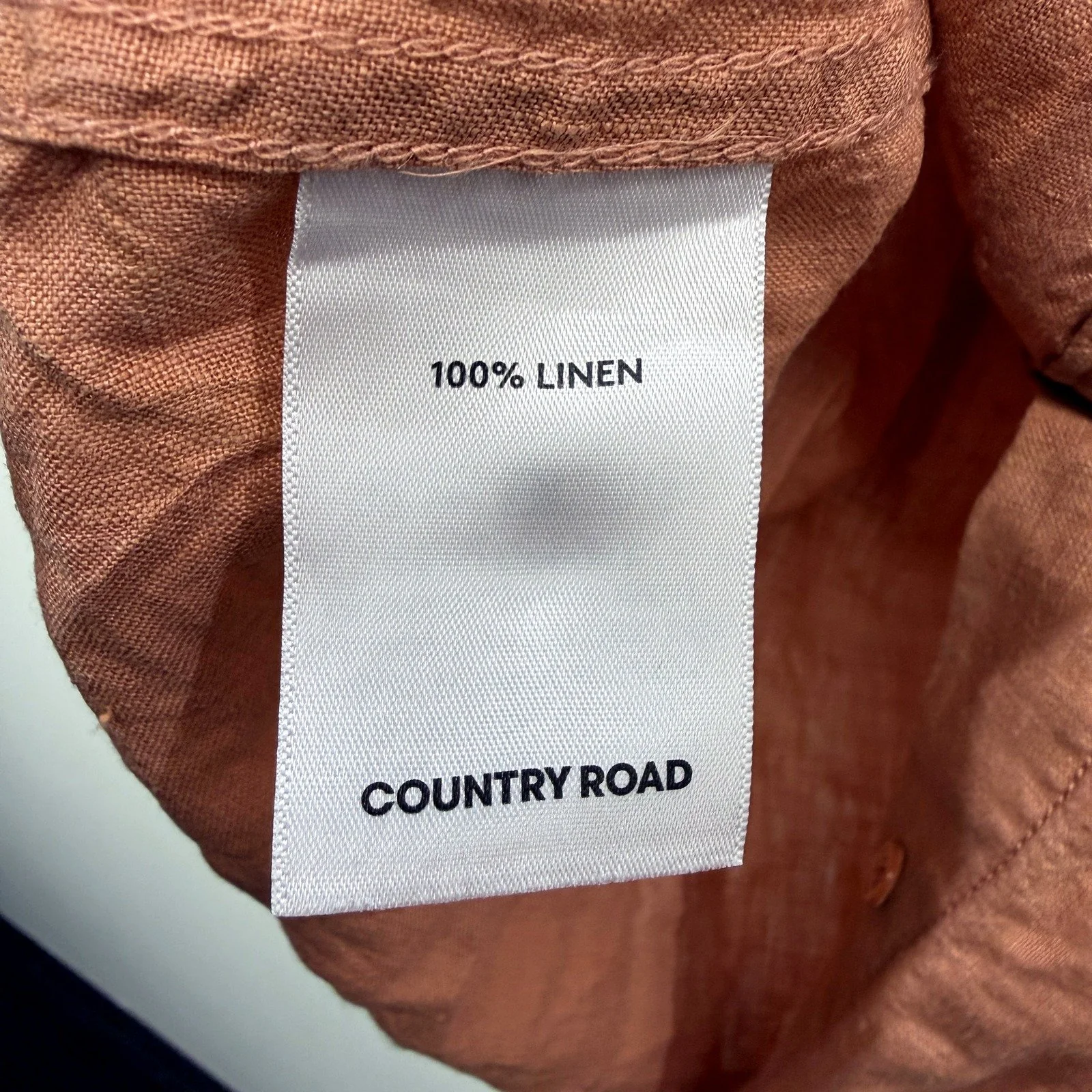 Country Road Womens Button-Down Linen Shirt in Peach, Size 8 - Image 3
