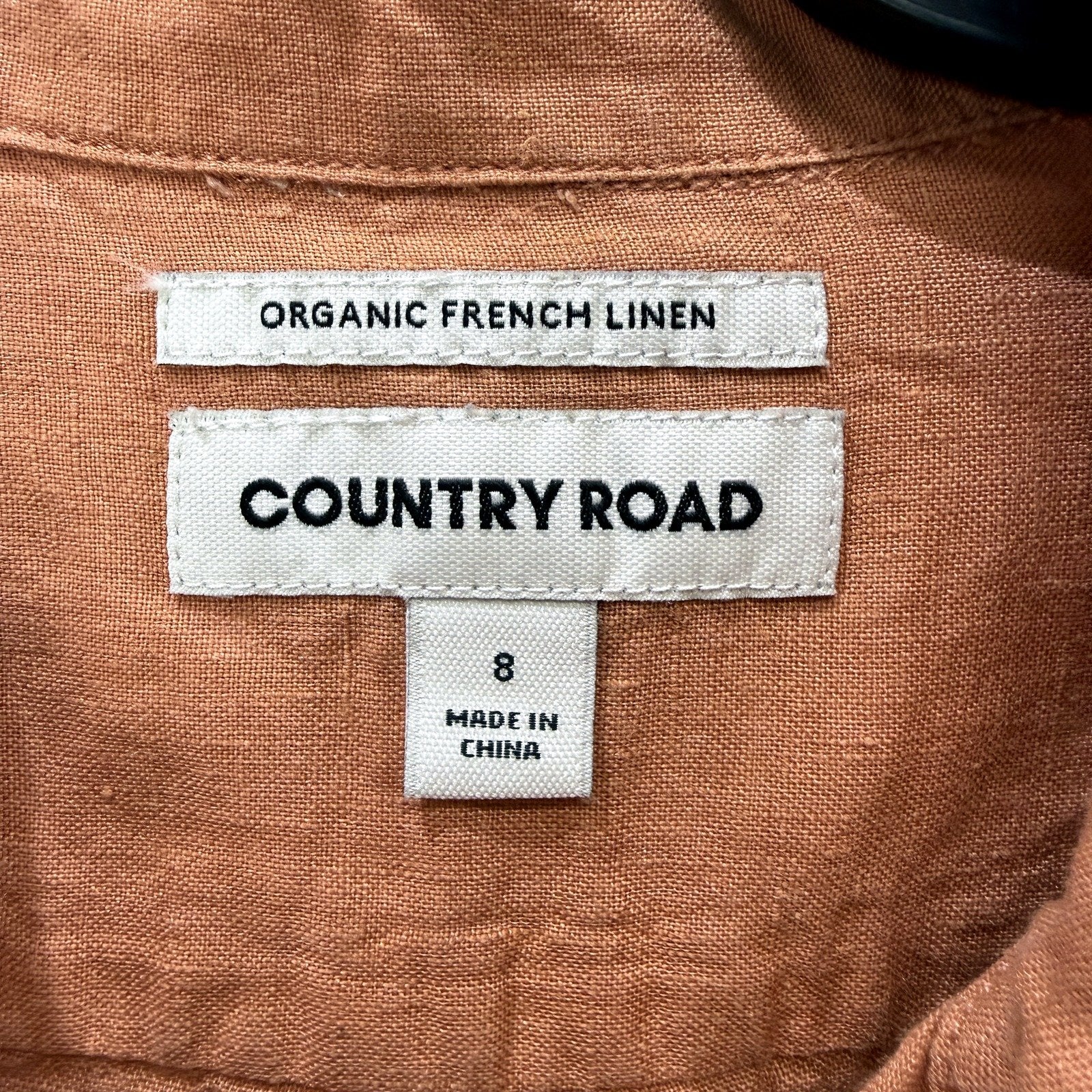 Country Road Womens Button-Down Linen Shirt in Peach, Size 8 - Image 4