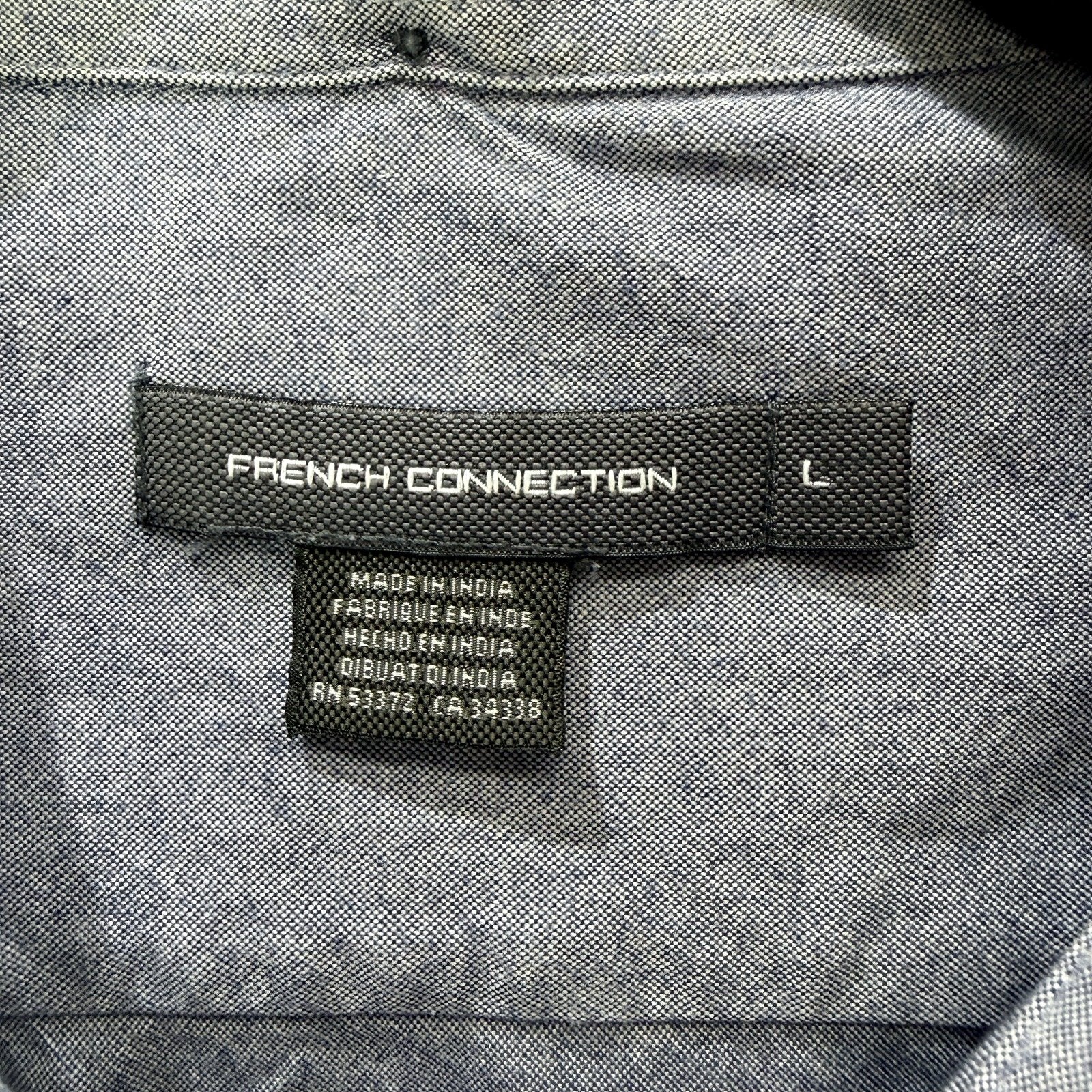 French Connection Mens Gray/Blue Button-Down Shirt, 100% Cotton, Size L - Image 4