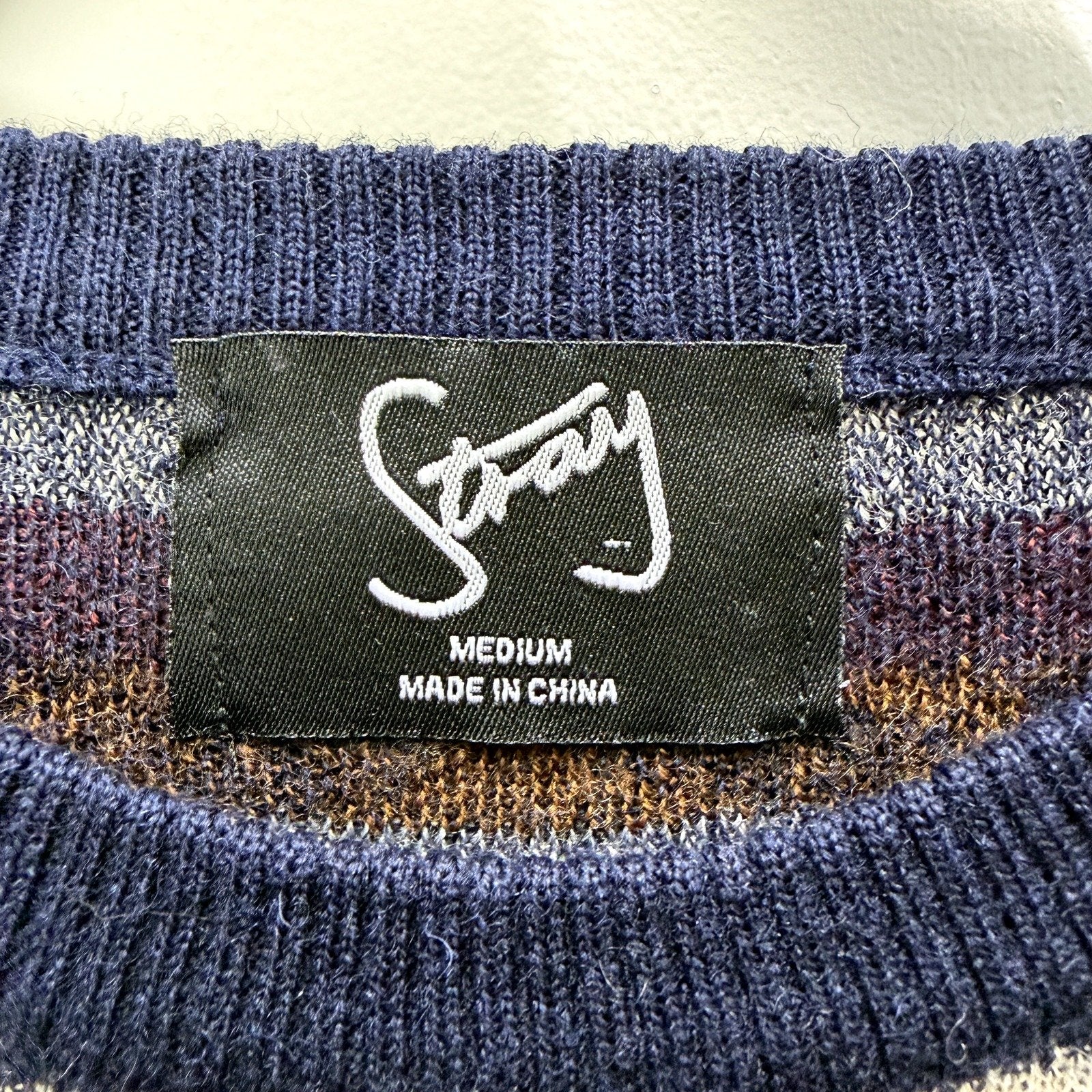 Stray Mens Geometric Pattern Pullover Sweater Multi Color Size Medium - Image 3