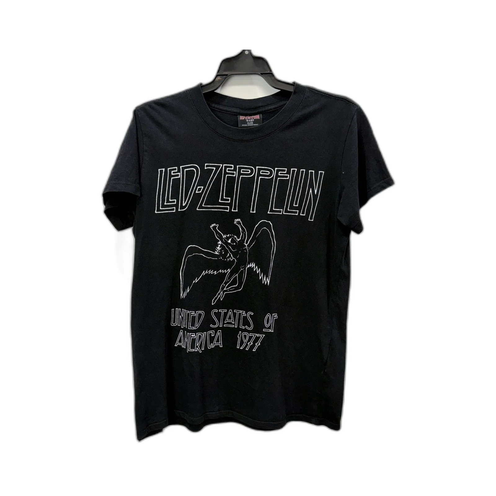 Led Zeppelin Mens Vintage Rock Band Black T-Shirt for Small Size