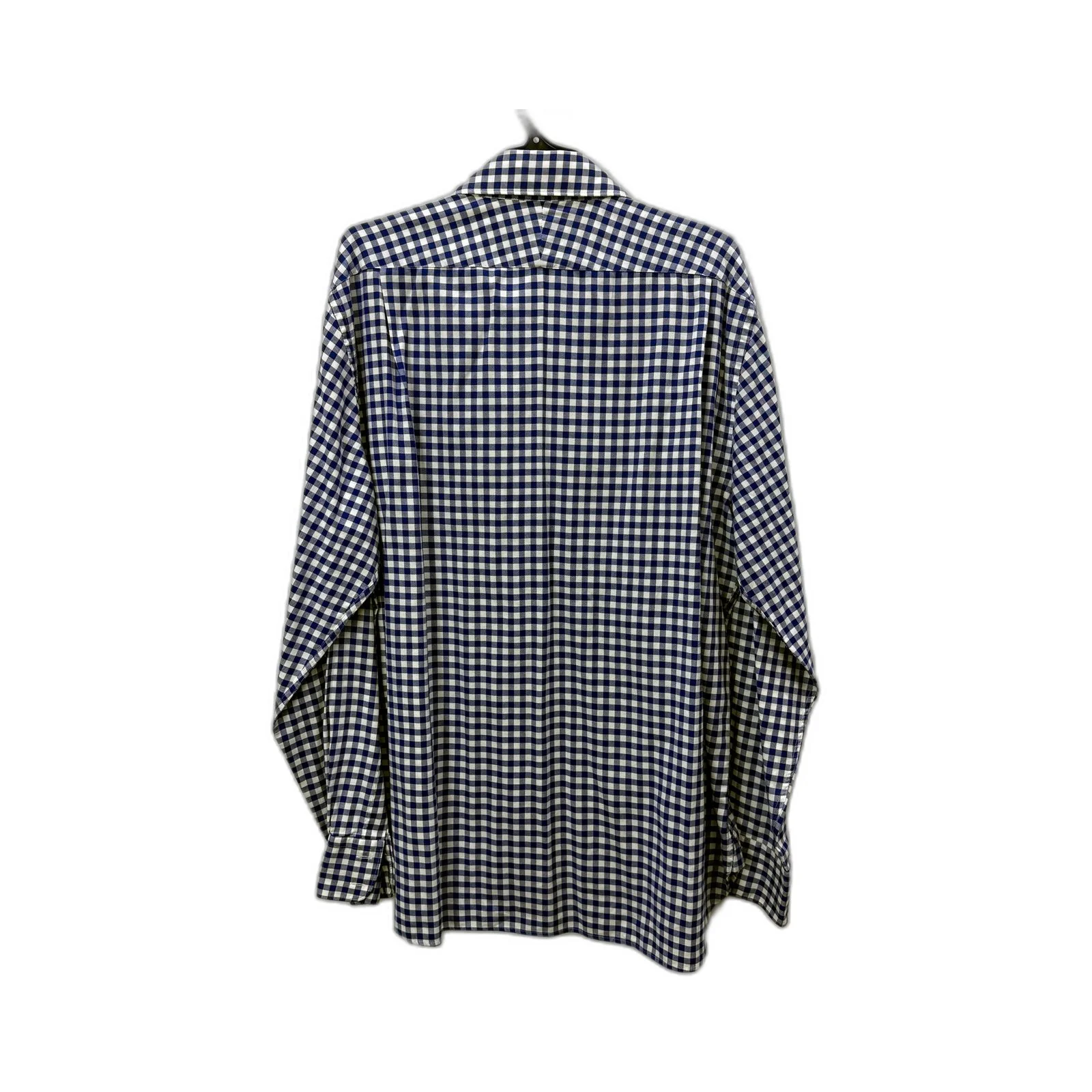 M.J. Bale Mens Super Slim Button-Down Shirt Blue and White Gingham Size 44 NEW - Image 2
