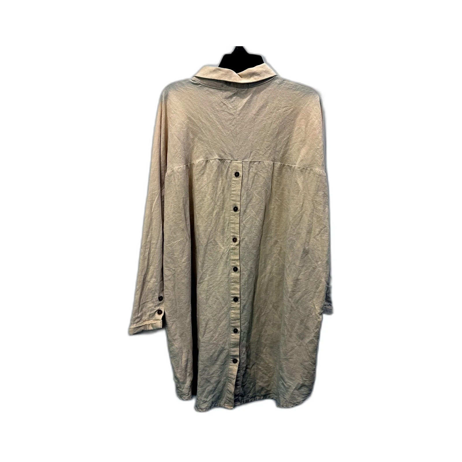 Mesop Womens Oversized Beige Button-Down Linen Shirt by - Size 10 - Image 2