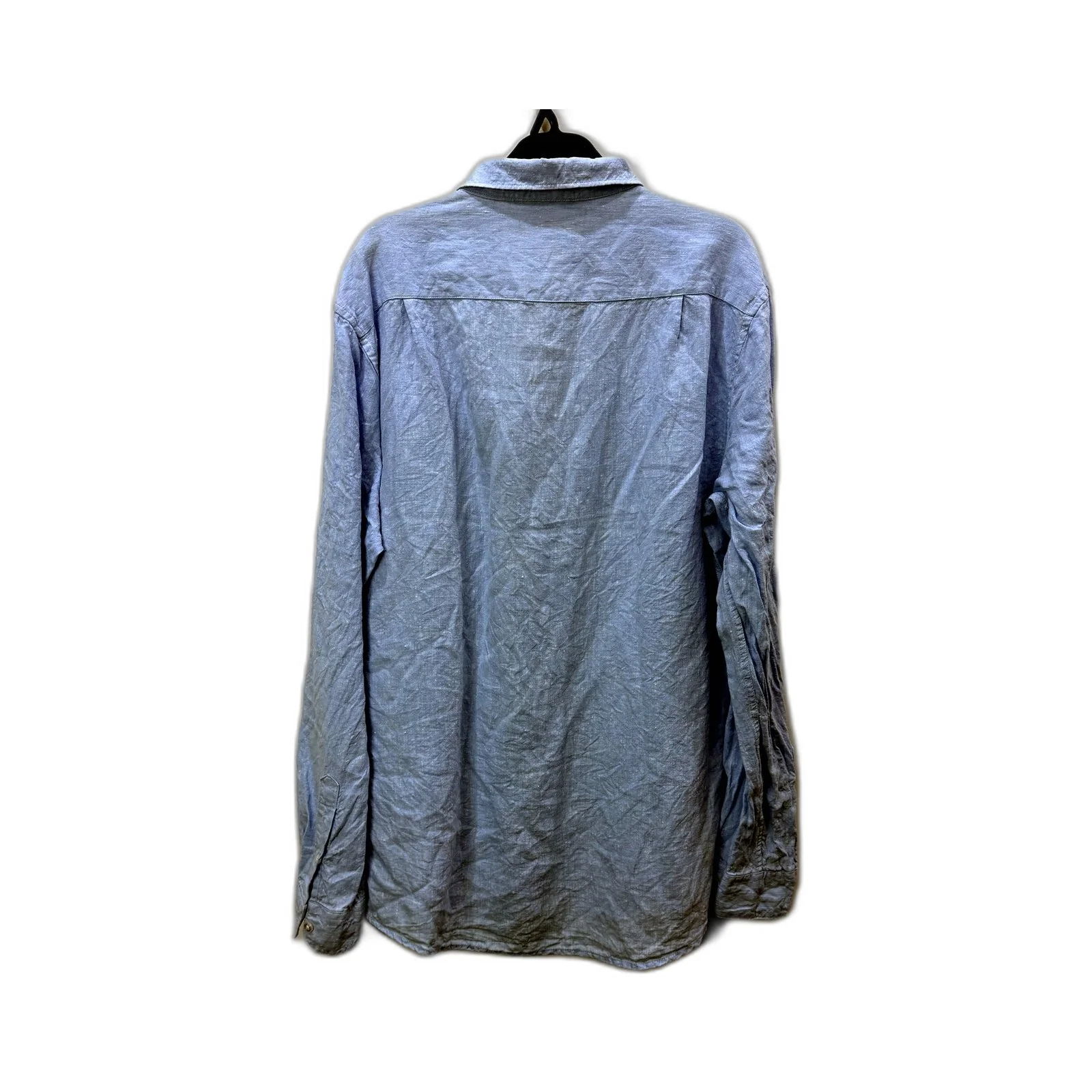 French Connection Mens Light Blue Button-Down Linen Shirt, XL Size - Image 2