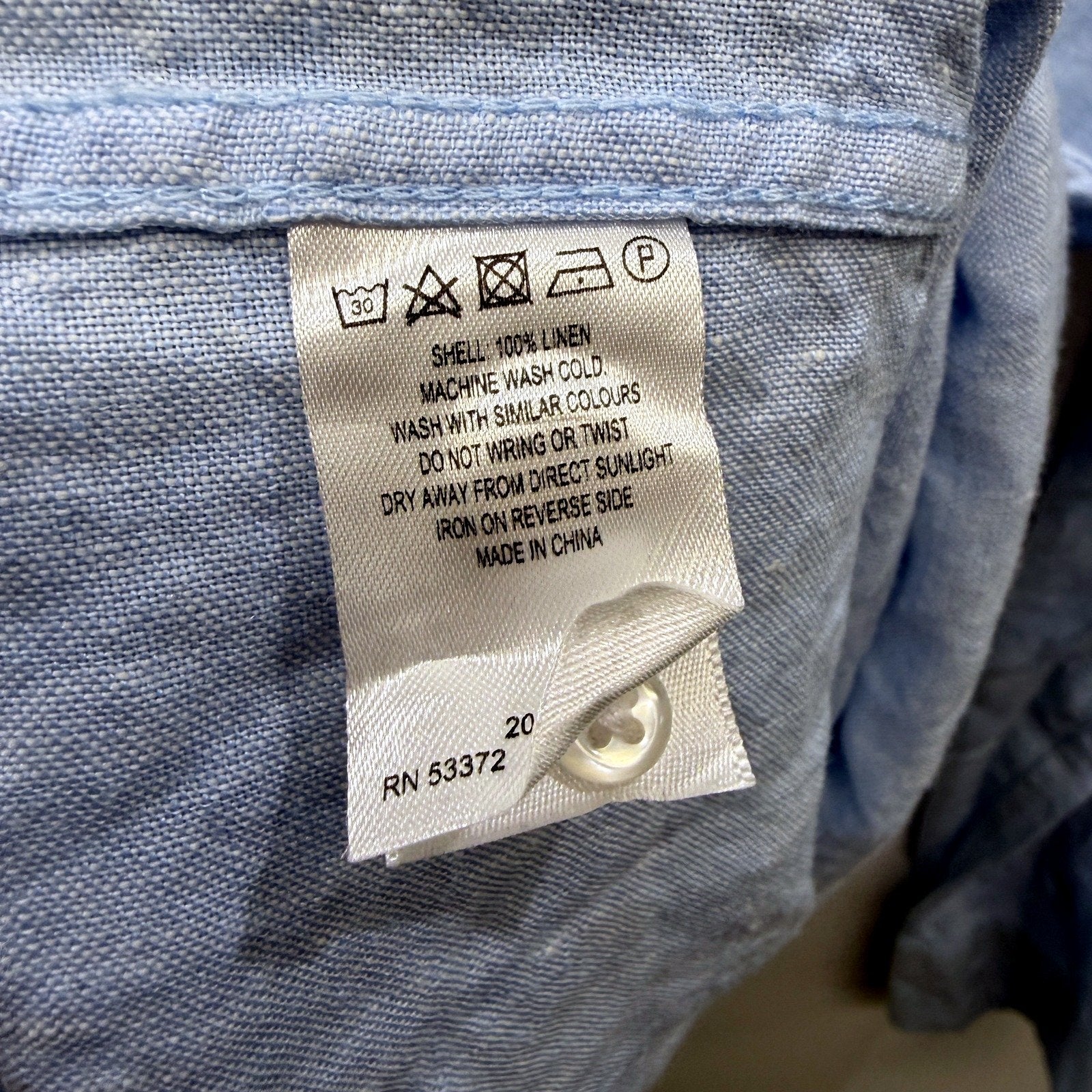 French Connection Mens Light Blue Button-Down Linen Shirt, XL Size - Image 3