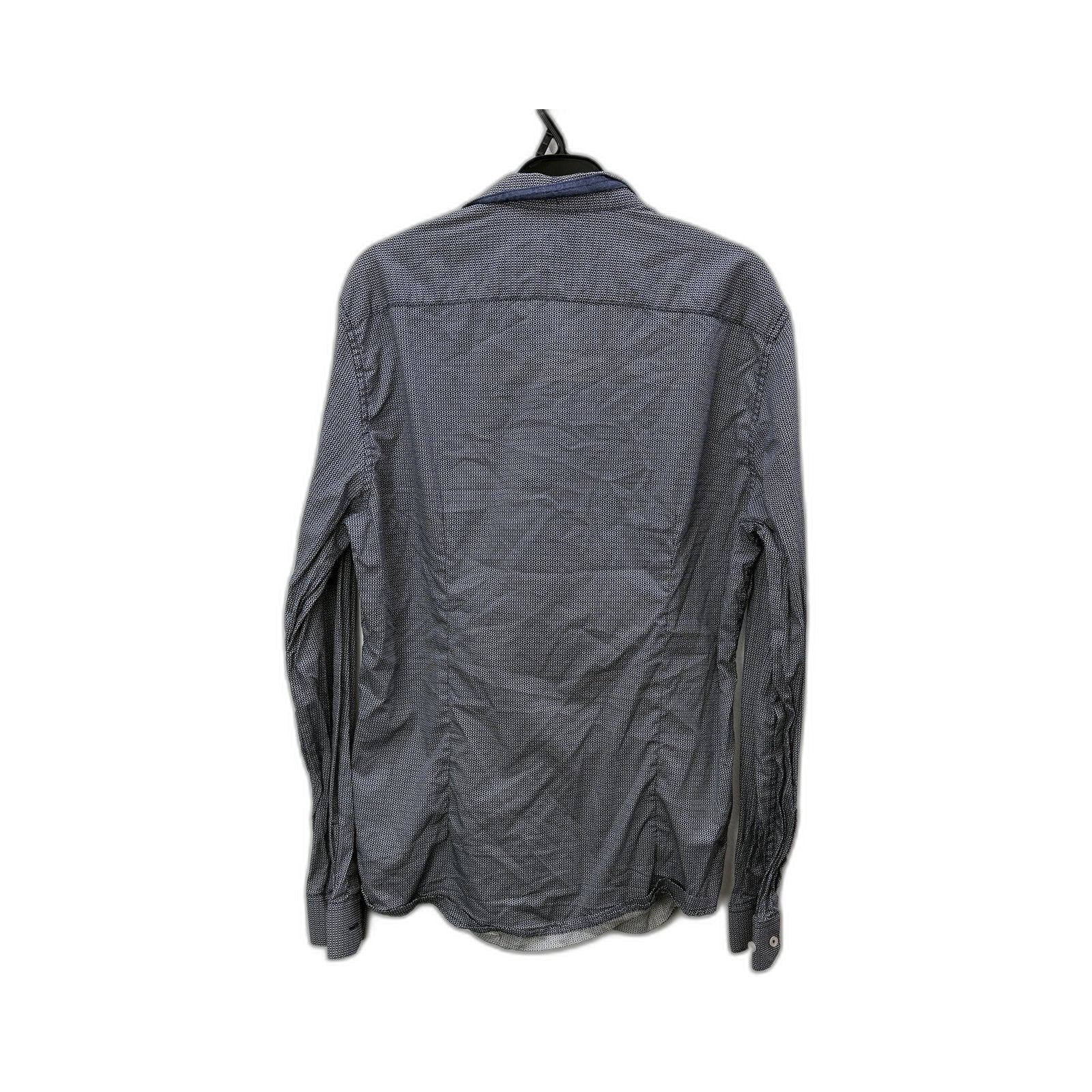 BLAQ Mens Button-Down Shirt Gray Blue Cotton Casual Comfortable Size M - Image 2