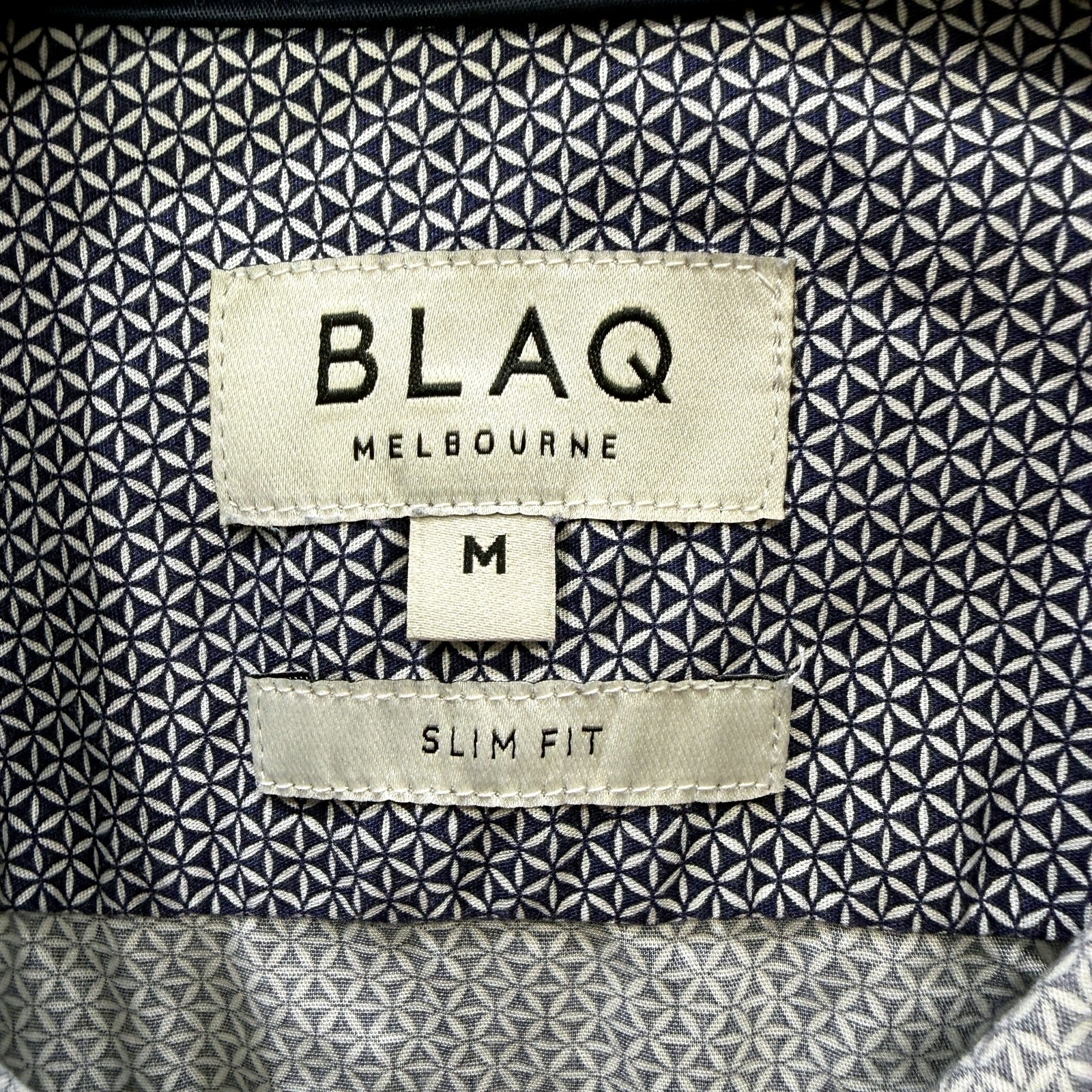 BLAQ Mens Button-Down Shirt Gray Blue Cotton Casual Comfortable Size M - Image 4