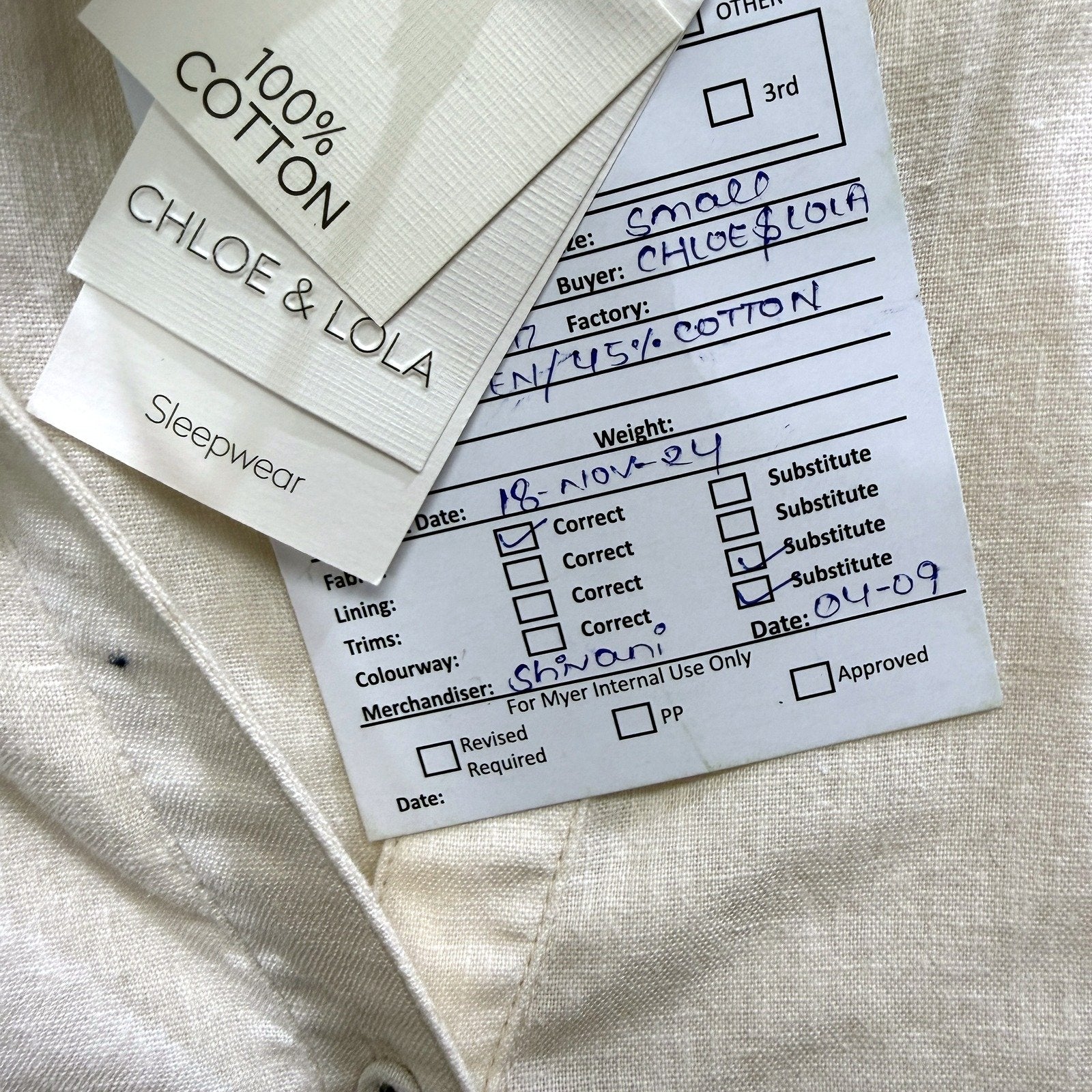 Chloe & Lola Womens Cotton Sleepwear Robe Cozy Loungewear in Cream NEW - Image 4