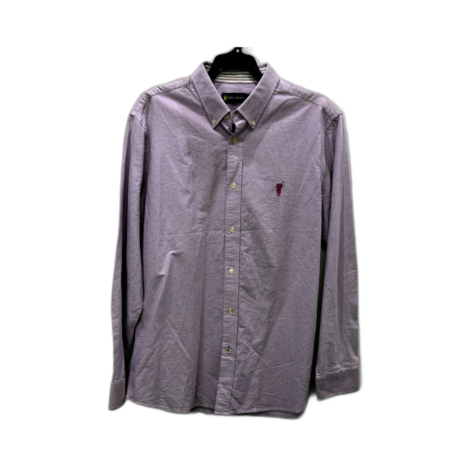 Polo Sport Mens Long Sleeve Cotton Casual Purple Shirt Size L NEW