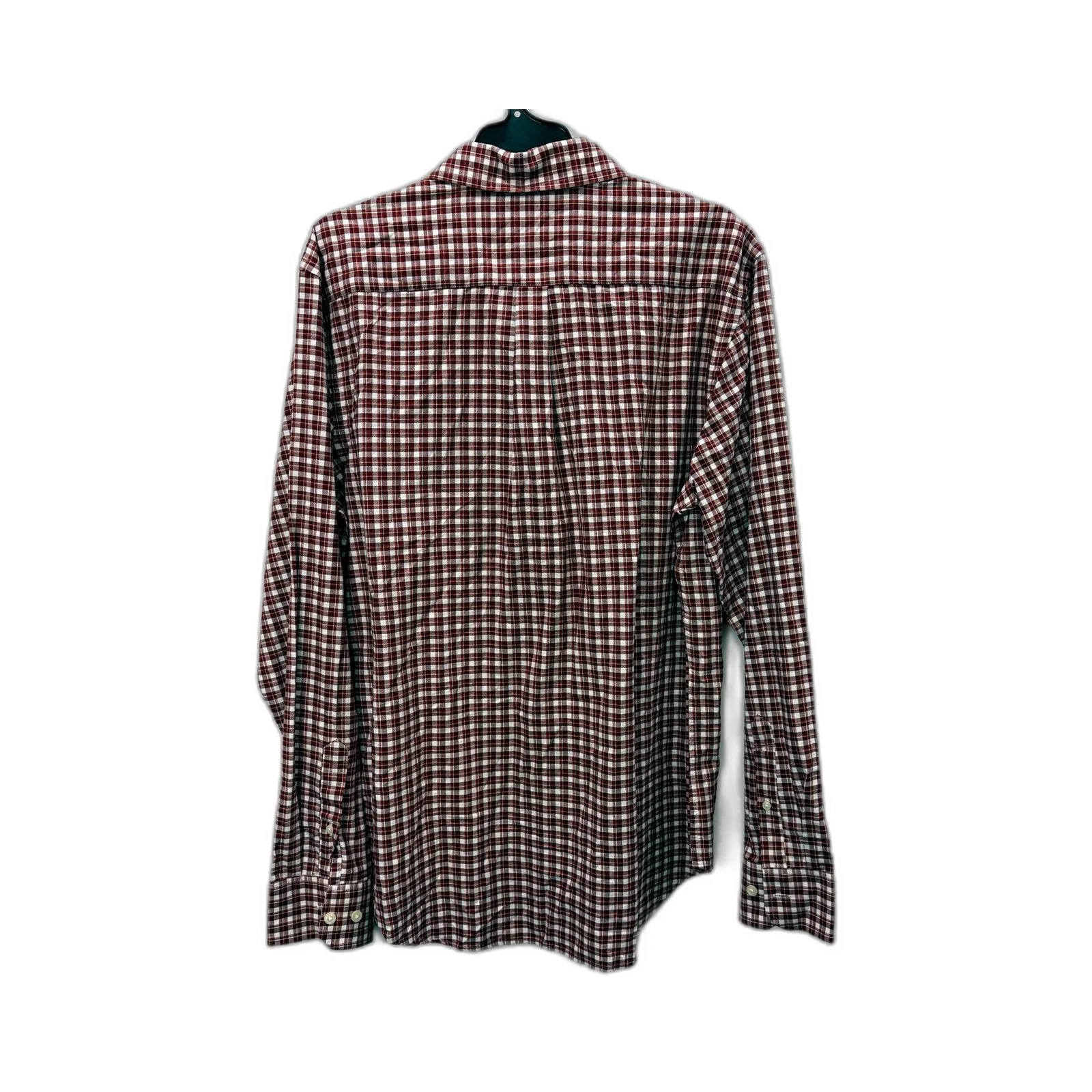 Banana Republic Mens Plaid Button-Down Shirt Red and White Long Sleeve Size L - Image 2