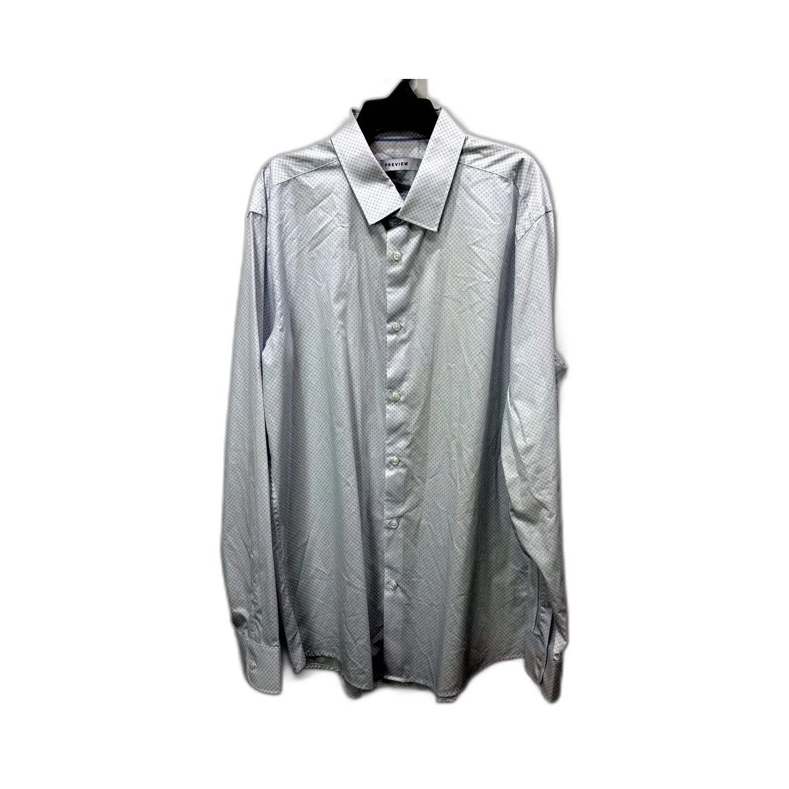 Smart Mens Casual White Shirt with Blue Pattern - Size L NEW