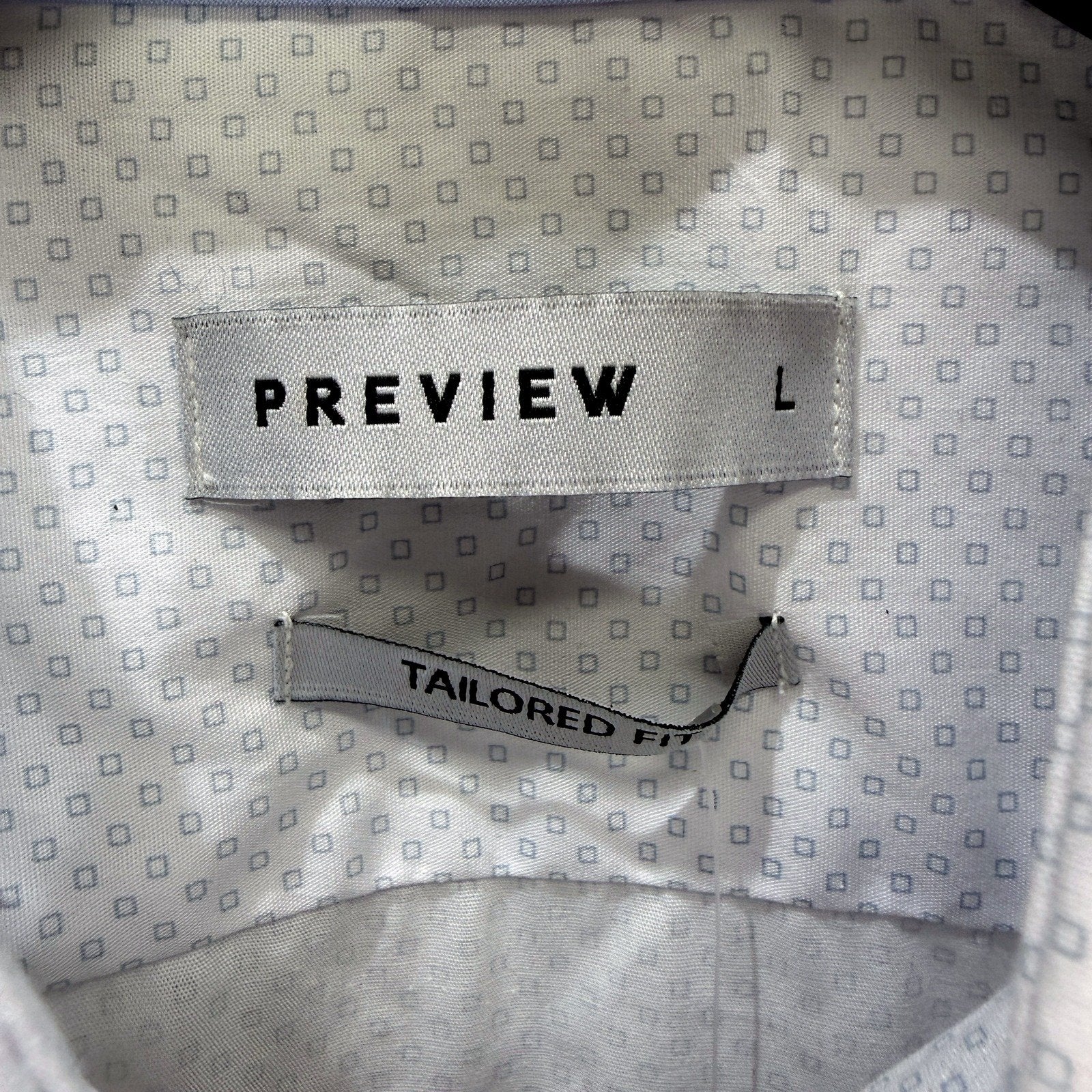 Smart Mens Casual White Shirt with Blue Pattern - Size L NEW - Image 3