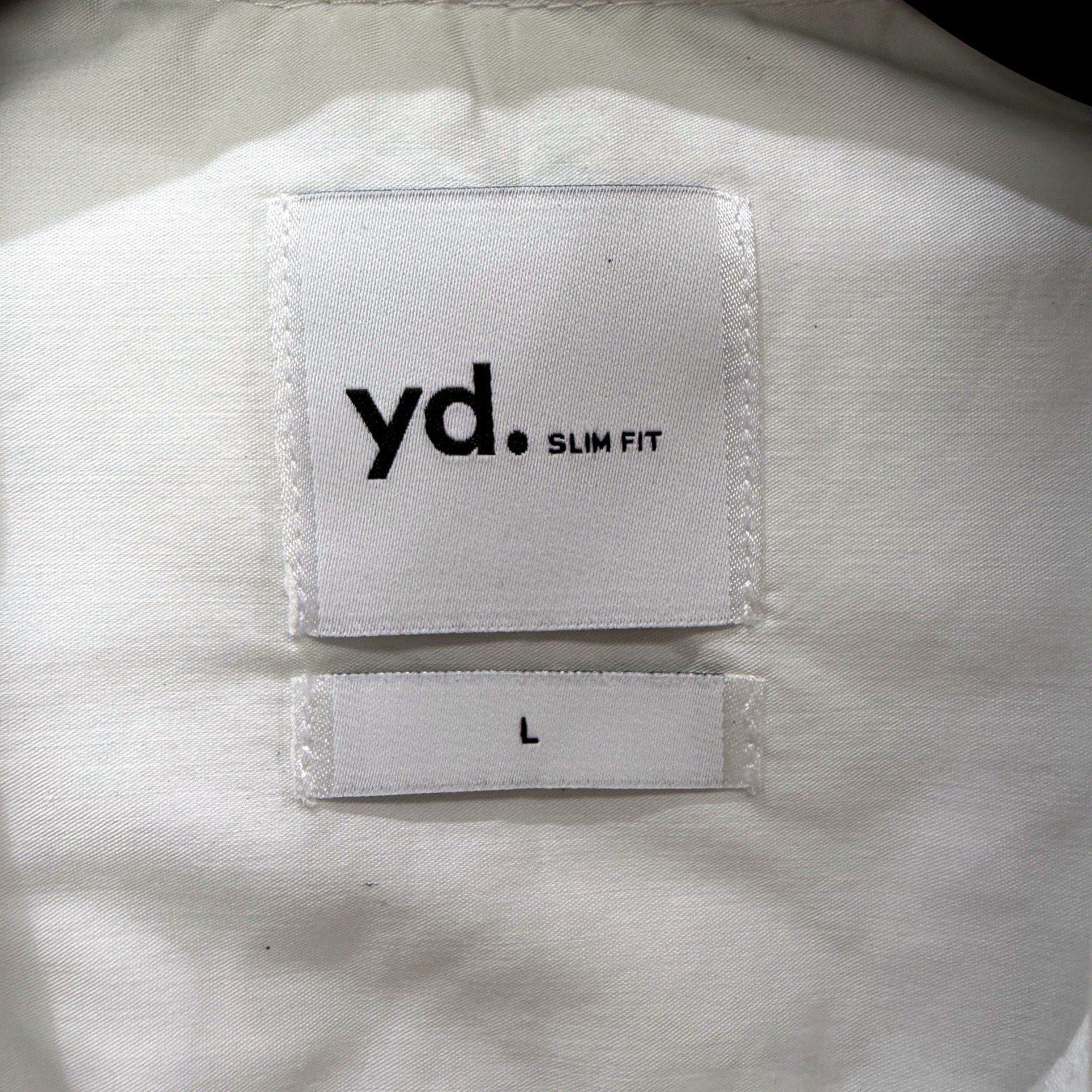 Yd. Mens White Button-Down Slim Fit Cotton Shirt Size Large - Image 4