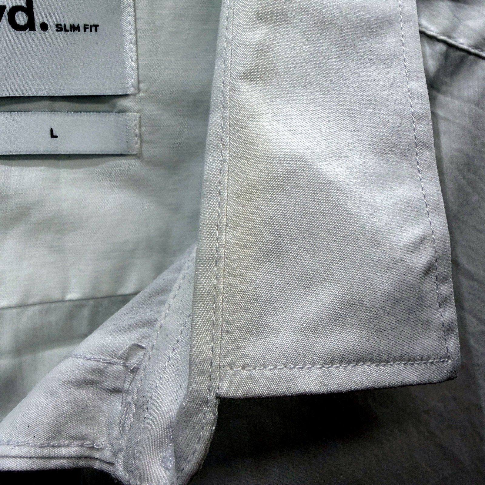 Yd. Mens White Button-Down Slim Fit Cotton Shirt Size Large - Image 5