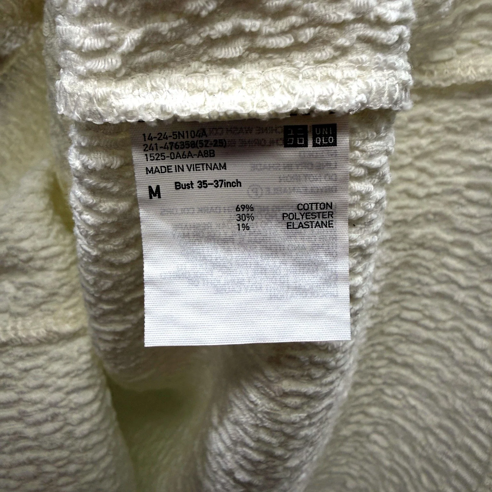 Uniqlo Womens Textured Pullover Sweatshirt in Cream, Size M NEW - Image 4