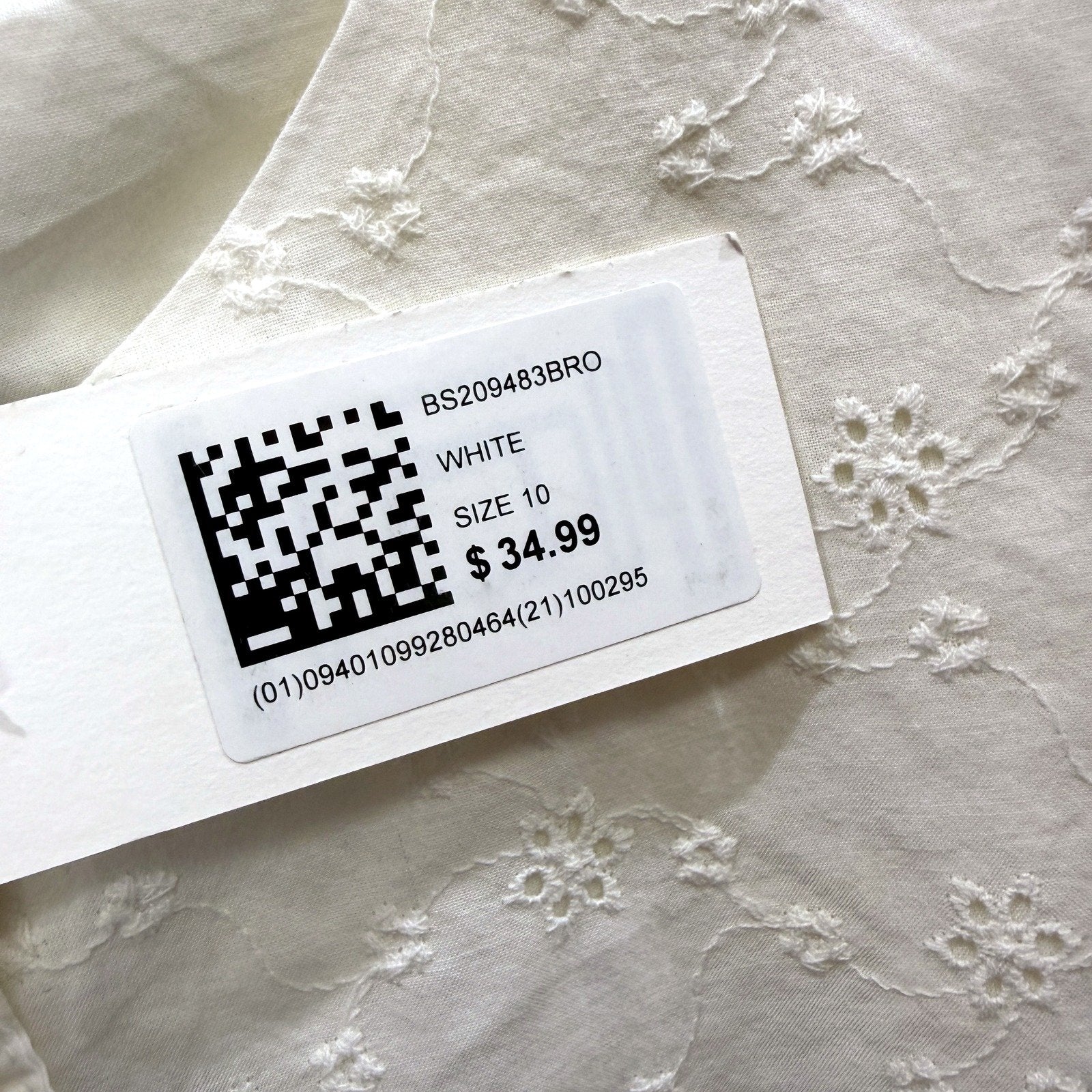 Glassons Womens Floral Puff Sleeve Eyelet Cotton Blouse in White, Size 10 NEW - Image 6