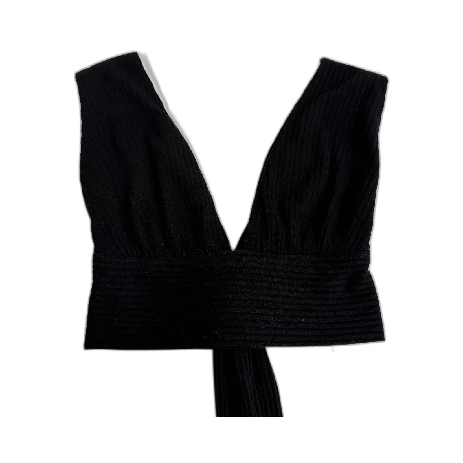 Rumor Womens Cropped Knit Bra Tie Up Top Casual Comfortable Black Size 10