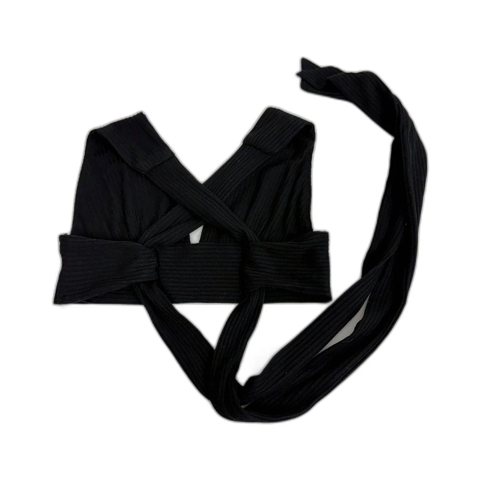 Rumor Womens Cropped Knit Bra Tie Up Top Casual Comfortable Black Size 10 - Image 3