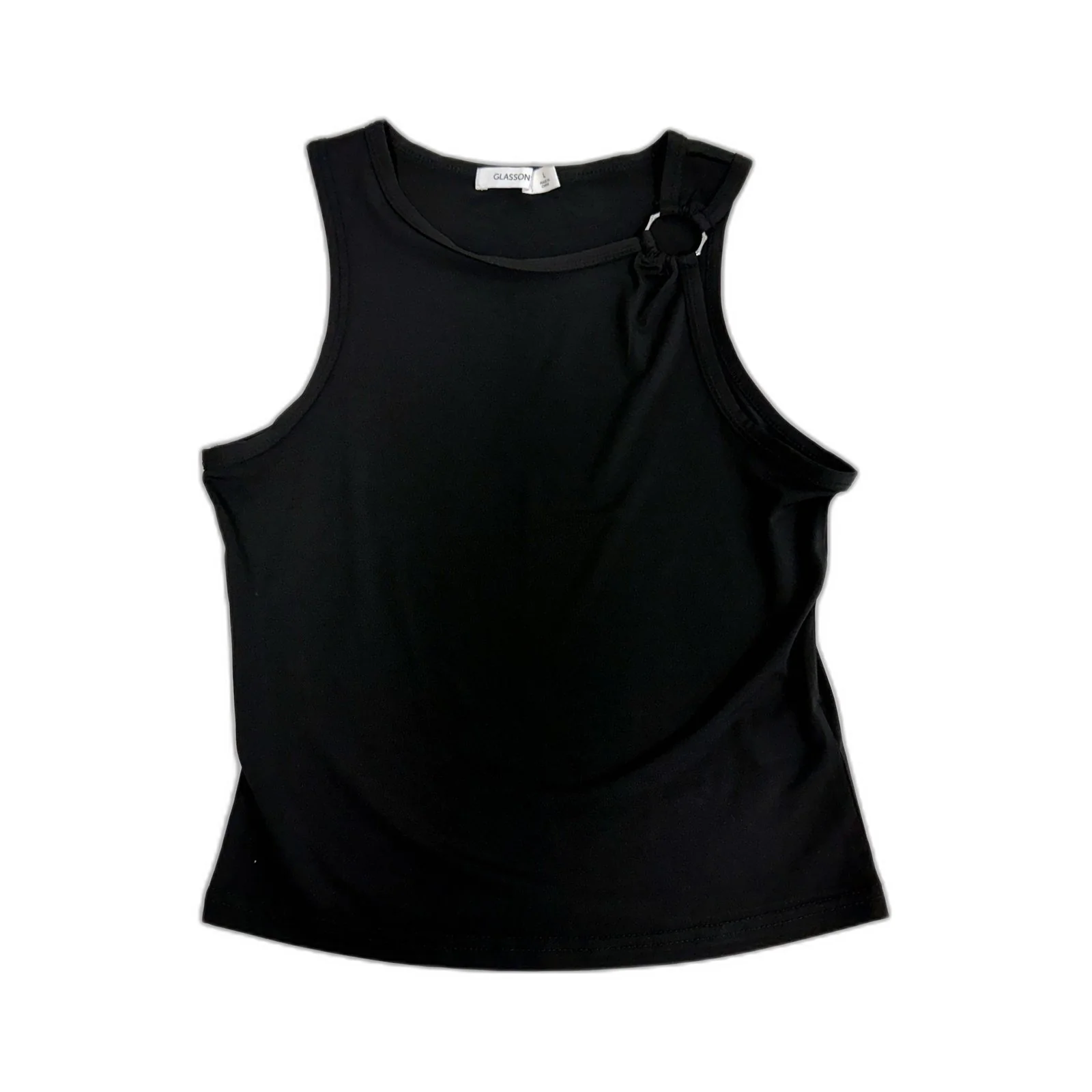 Glasson Womens Sleeveless Knot Tank Top Black Pullover Size L NEW