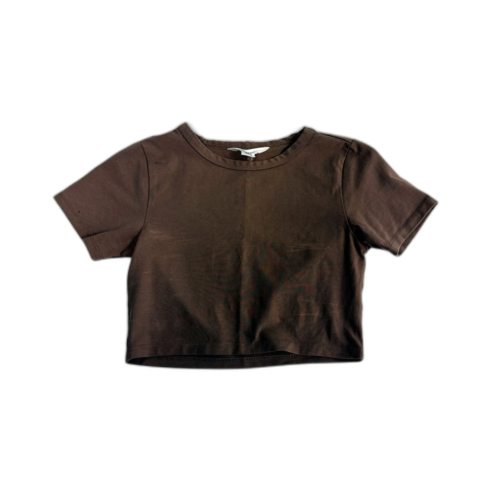 Glassons Womens Organic Cotton Elastane Crop Top in Brown, Size XS - Image 2