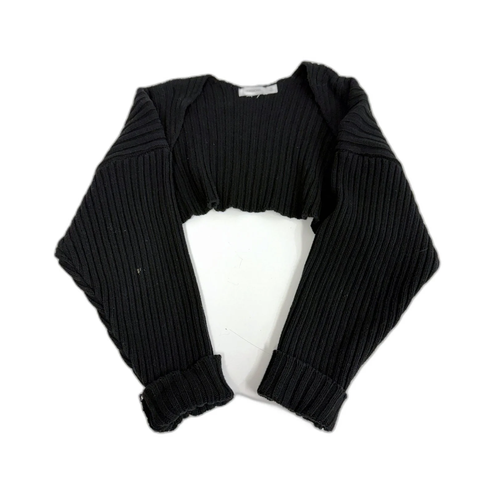 Glassons Womens Cropped Pleated Ruched Pullover Sweater in Black, Size M